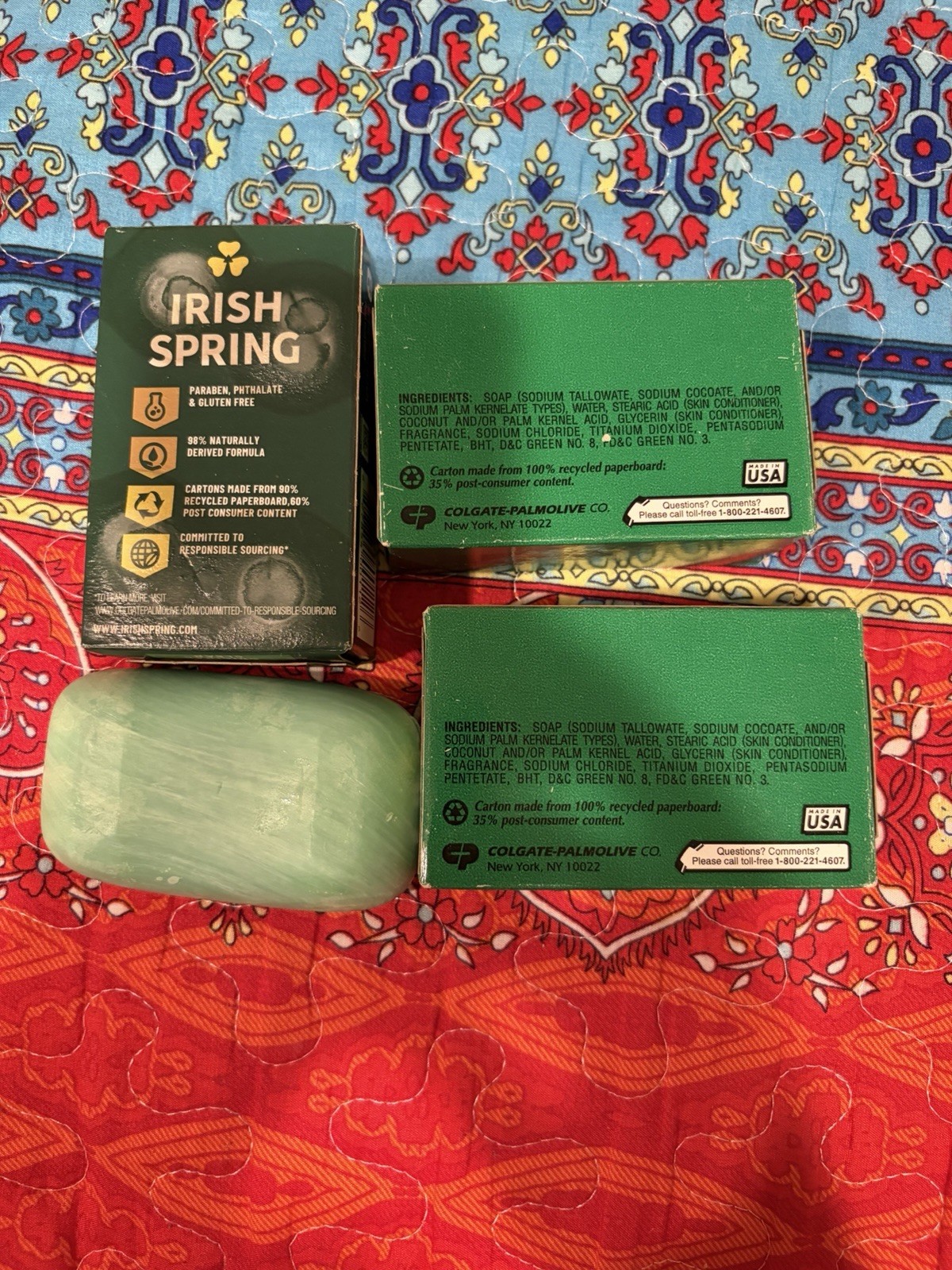Lot of Four 4 Irish Spring Bars of Soap New in Boxes one opened