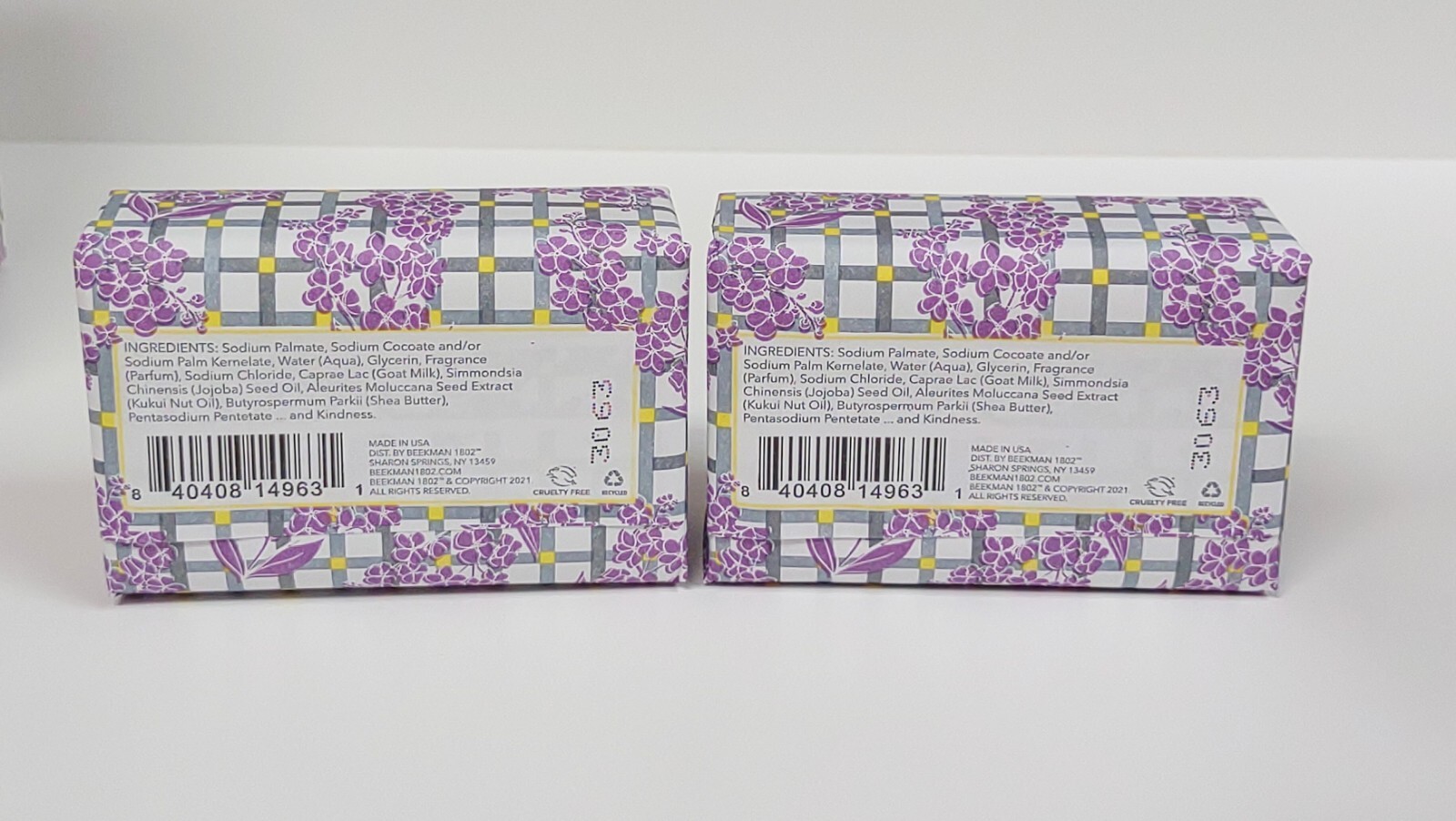 (2) Beekman 1802 Goat Milk Bar Soap LILAC DREAM 3.5 oz. Palm Size