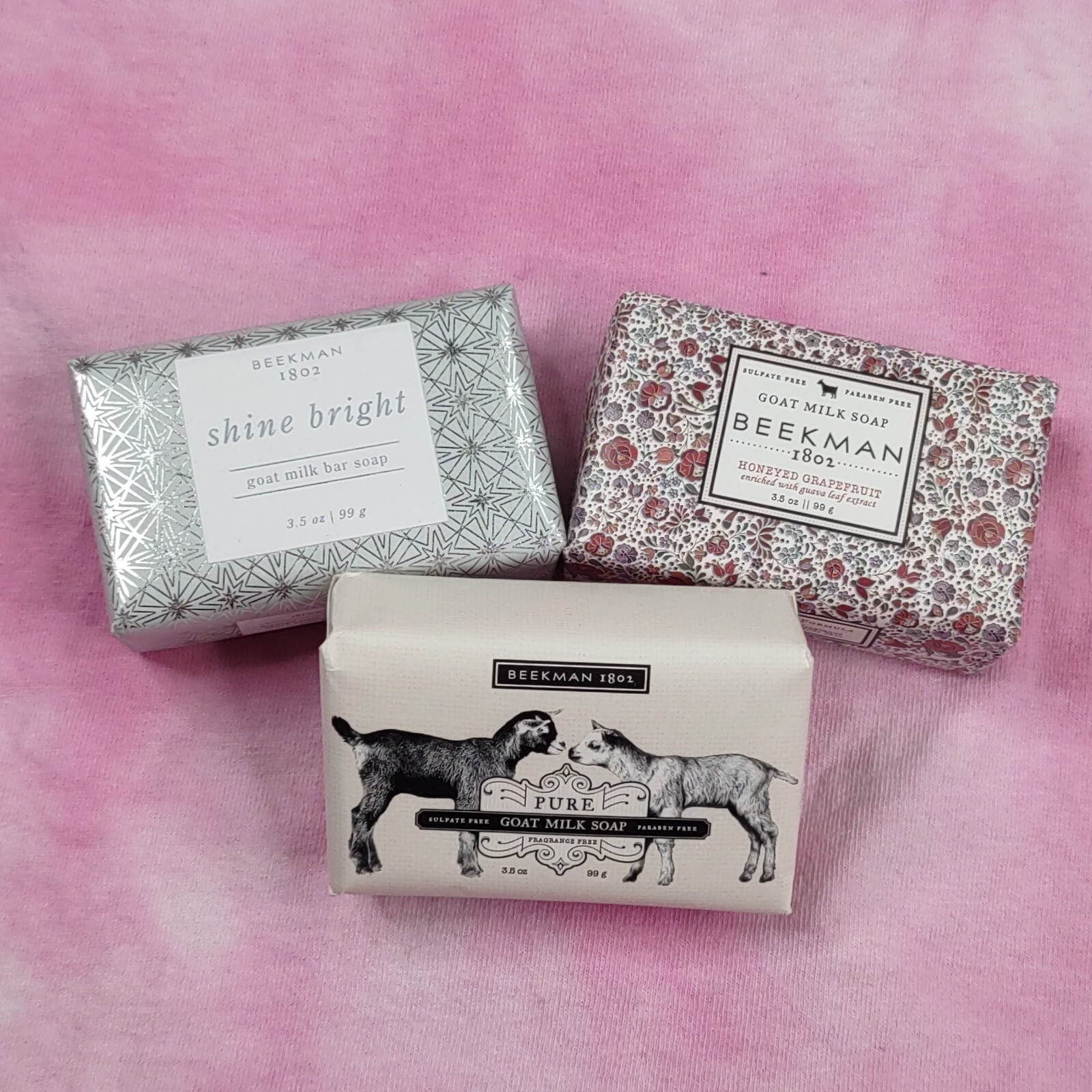 Beekman Soap 1802 Goat Milk 3.5 oz 3 Bars Honeyed Grapefruit Pure Shine Bright