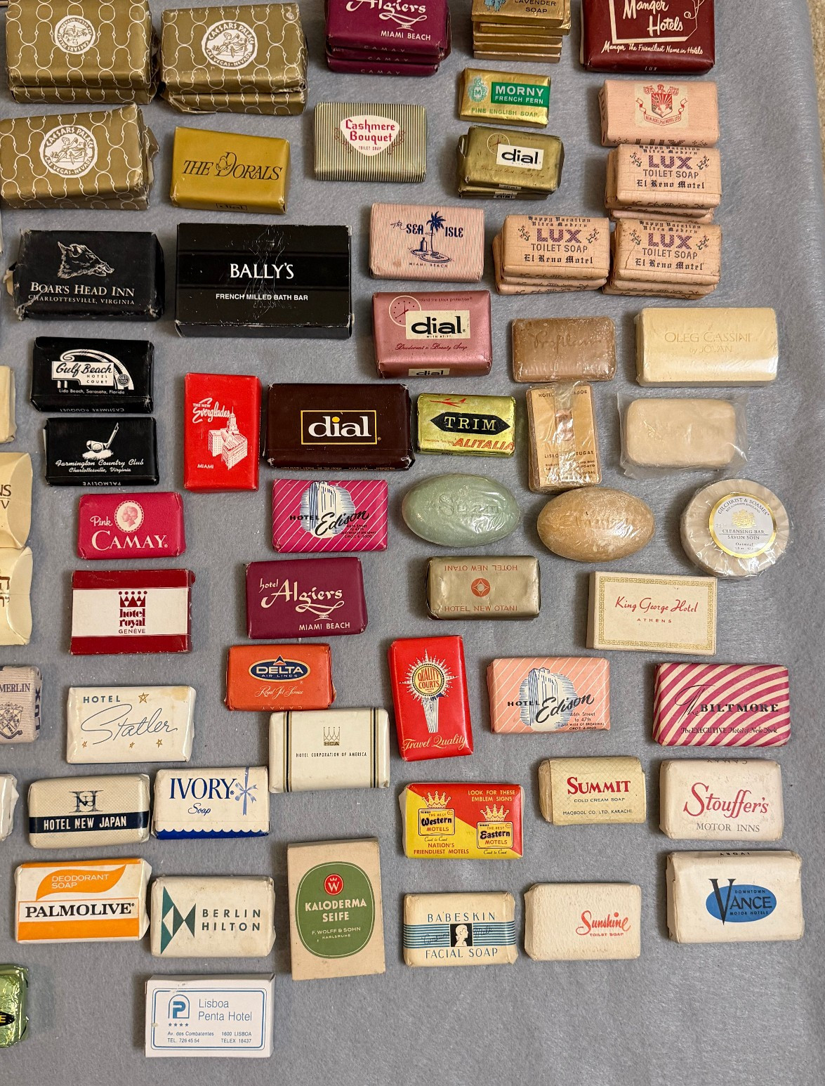 Large Vintage Lot 150+ Hotel Motel Airline Mini Bar Bath Soaps Around World Wide