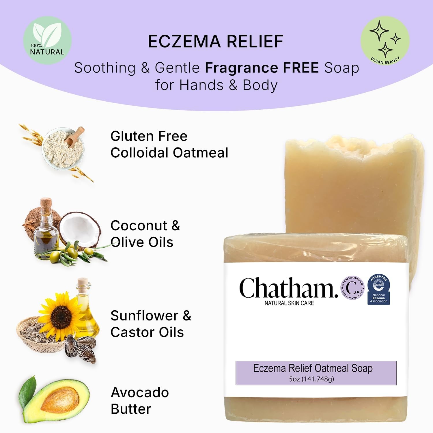 Dermatologist Approved 5oz Eczema Soap with Colloidal Oatmeal for Sensitive Skin