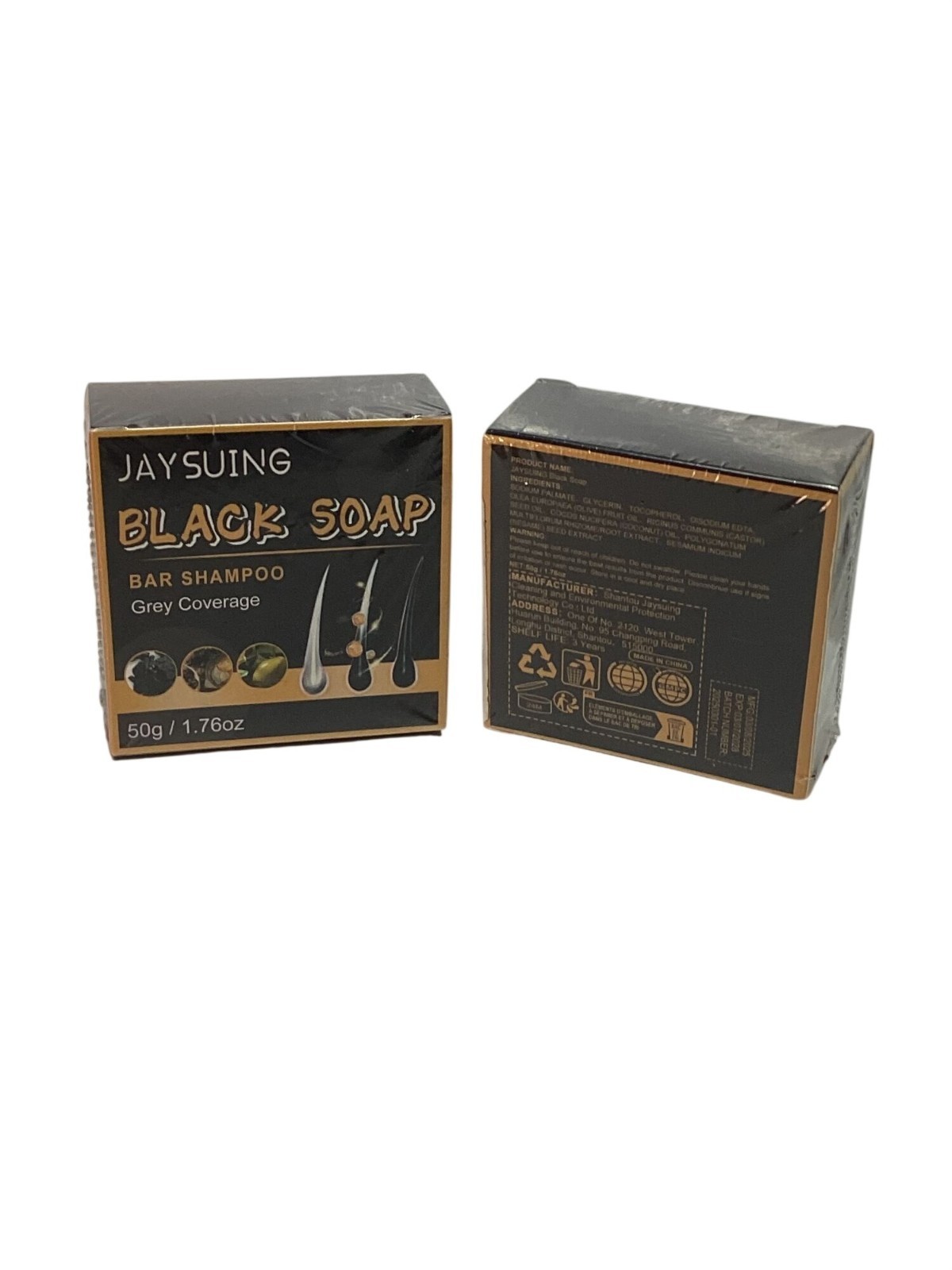 2 Bars JAYS*ING Black Soap Bar Shampoo Grey Covering 50g / 1.76oz New Sealed