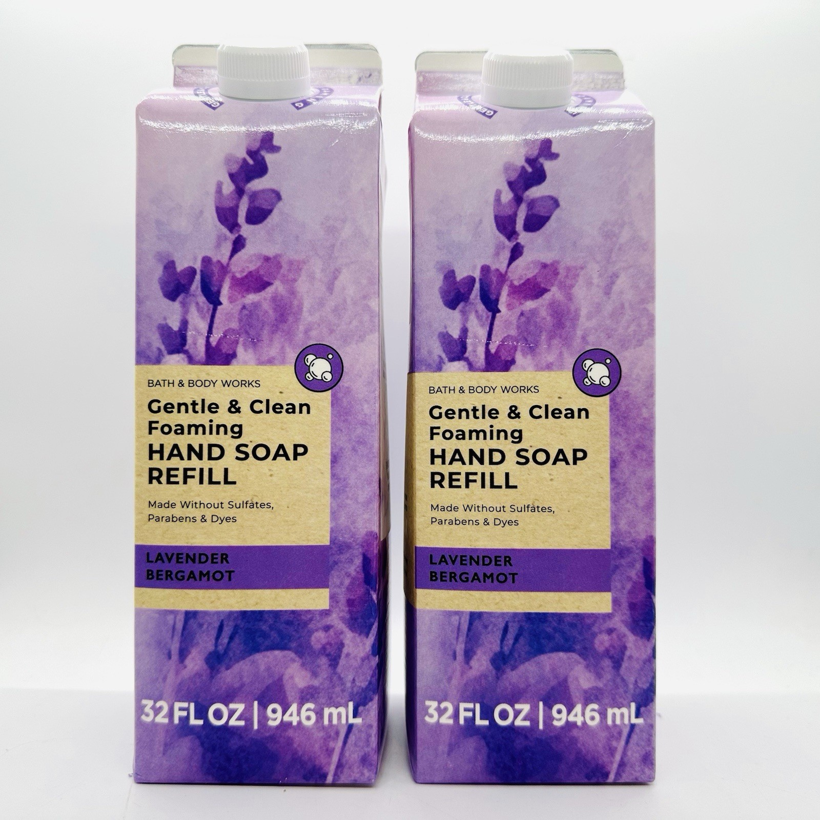 2/BATH & BODY WORKS LAVENDER BERGAMOT GENTLE/CLEAN FOAMING HAND SOAP REFILL 32oz