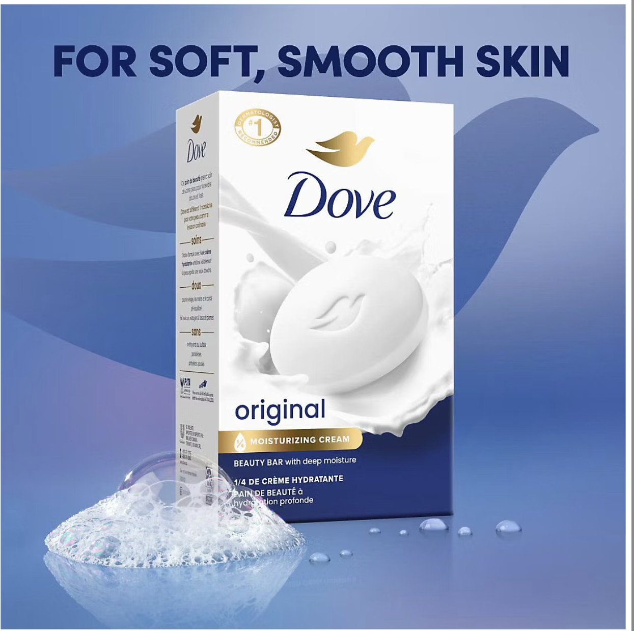 Dove Original Beauty Bar Soap 6 Pack 3.75 oz Moisturizing Cream Skin Cleanser