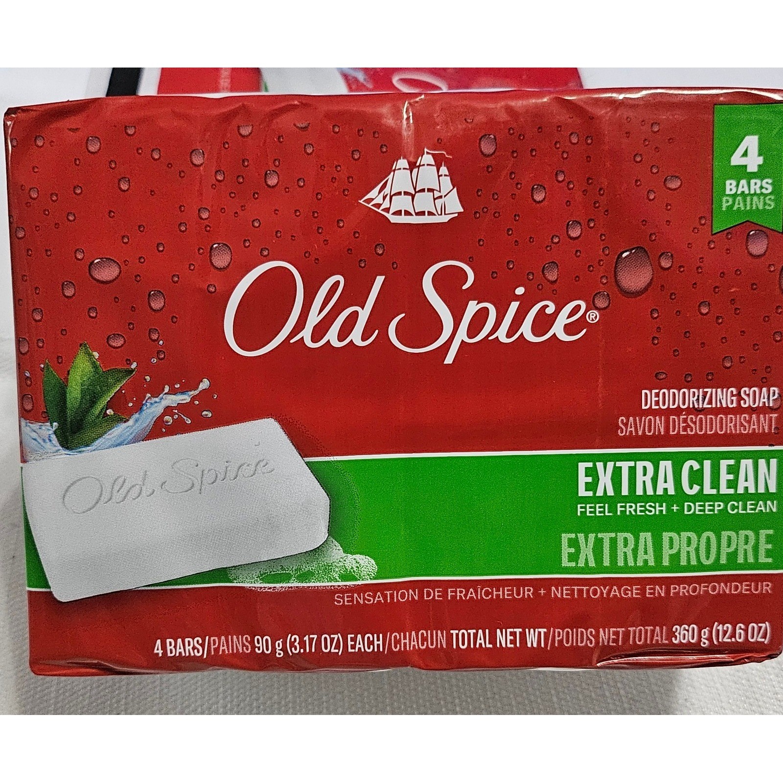 3 Packs – Old Spice Deodorizing Soap Extra Clean Feel Fresh 4 Bars 12.6 oz