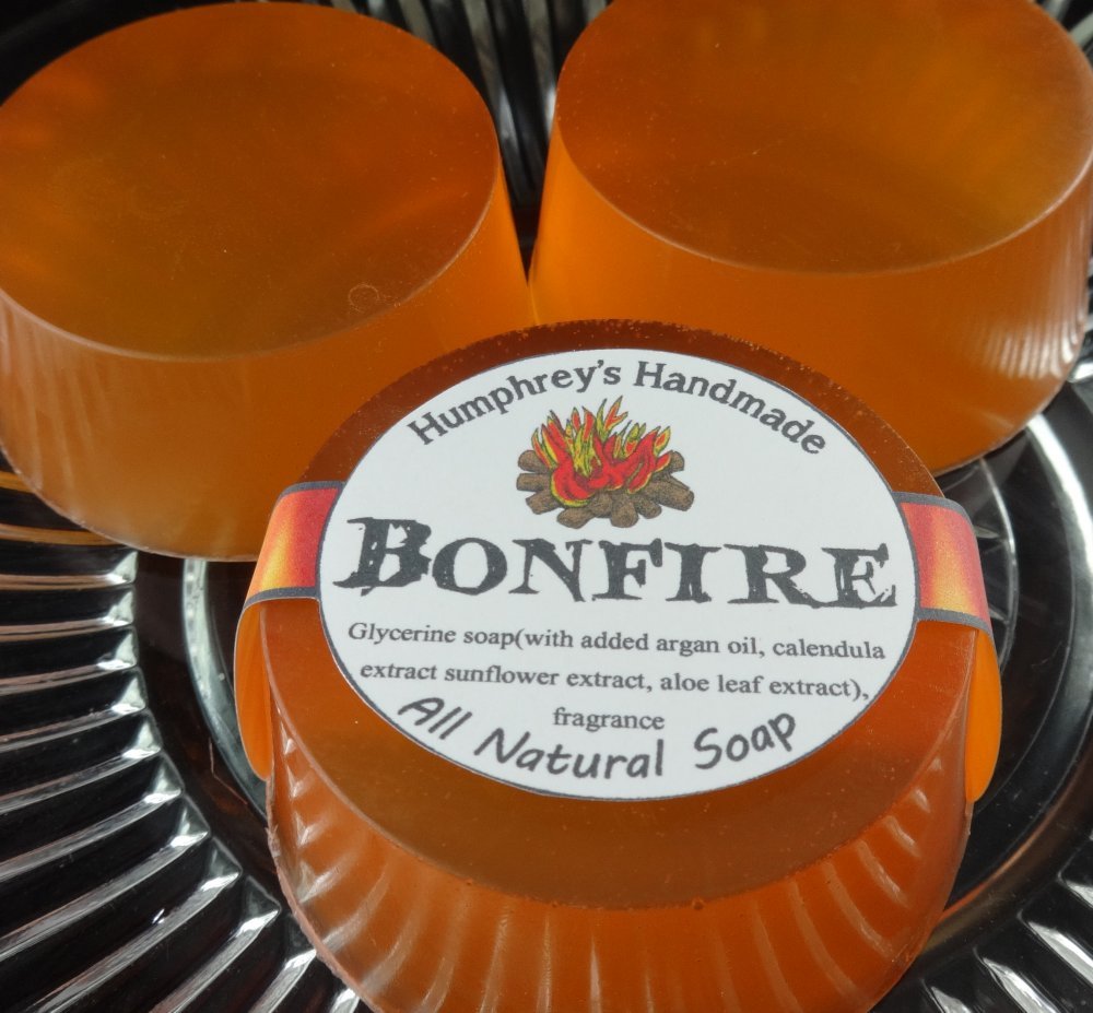 Men’s BONFIRE Smoke Campfire Scent Shave Soap, Puck Glycerin Bar USA Made Lather