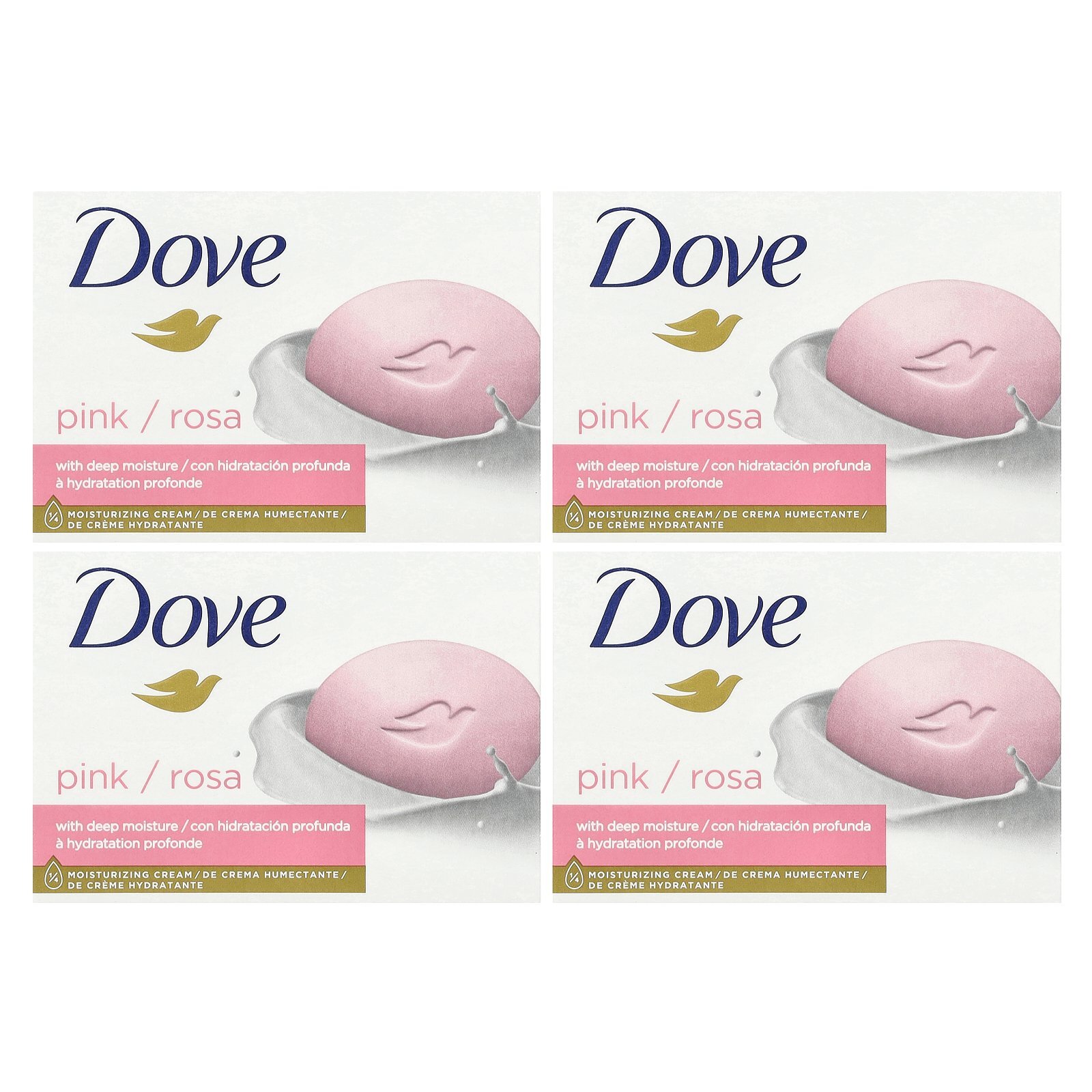 Beauty Bar Soap with Deep Moisture, Pink, 4 Bars, 3.75 oz (106 g) Each