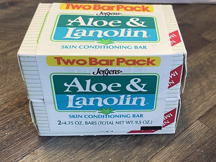 VTG Jergens Aloe & Lanolin Skin Conditioning Bar Soap 1989 NOS 4.75 oz (2 Pack)