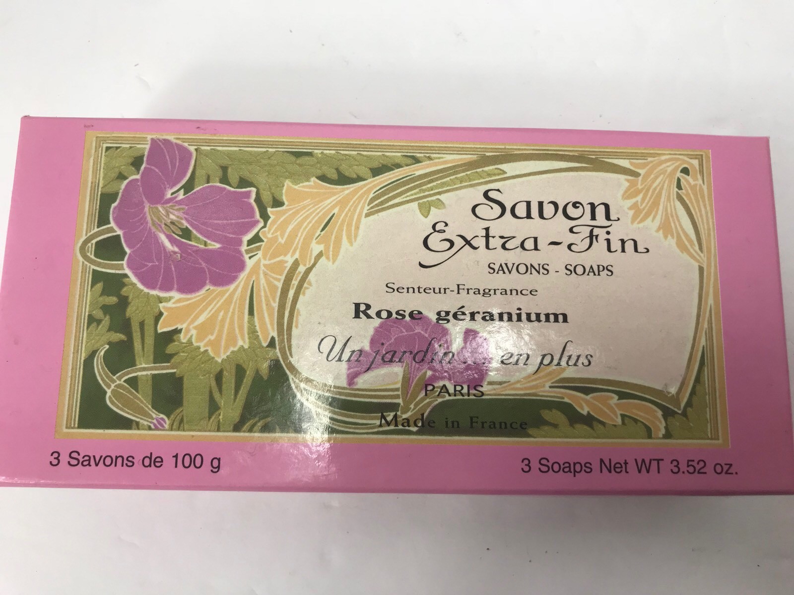 Box Of 3 Rose Geranium Scented Soaps Made In Paris France