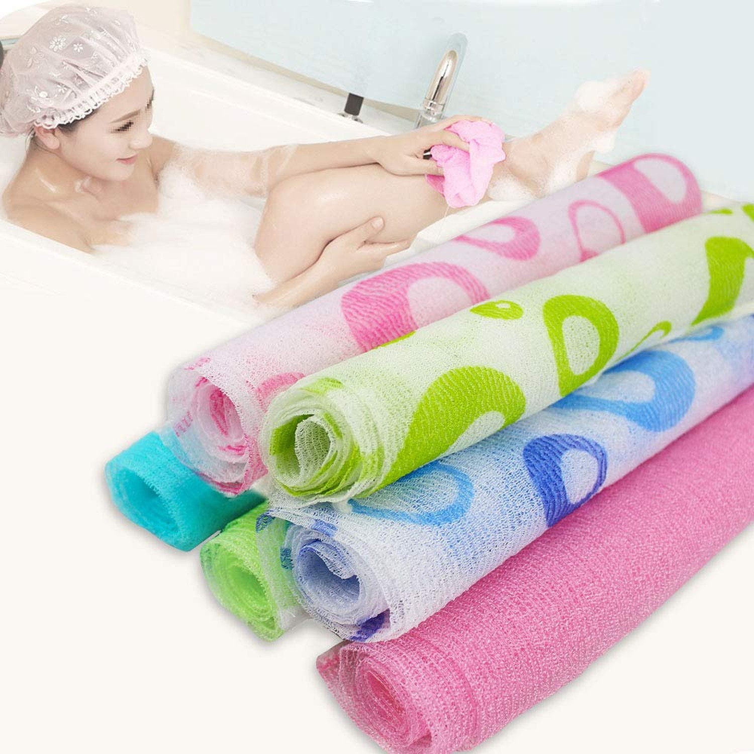 Meetory 6 Pieces Exfoliating Nylon Bath Cloth Towel, 35 inches (90cm) Beauty …