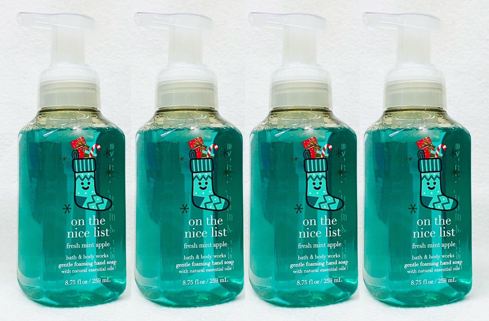 4 Bath & Body Works FRESH MINT APPLE Gentle Foaming Hand Soap Wash 8.75 oz
