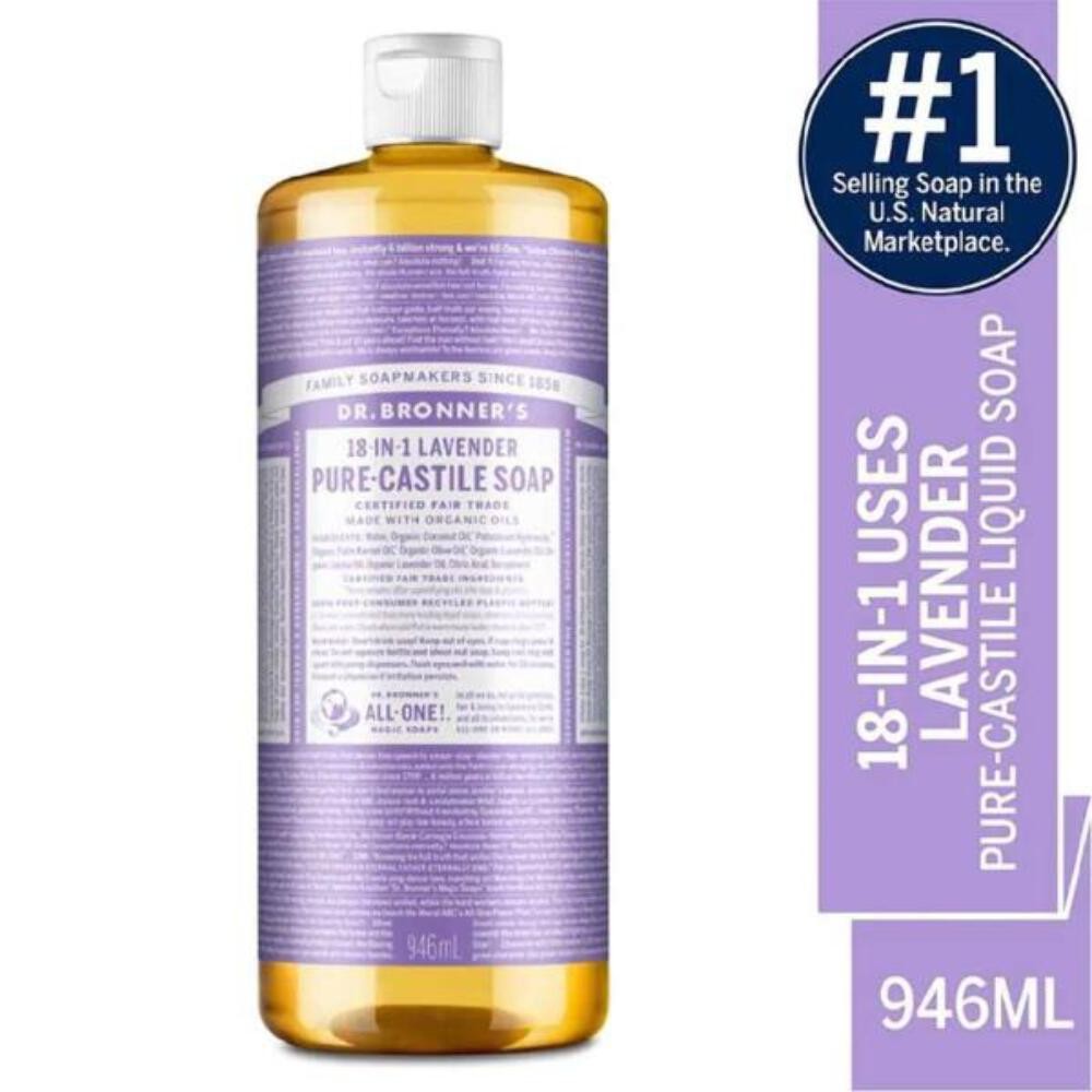 Dr. Bronner’s – Pure-Castile Liquid Soap (Lavender, 32 ounce) – Made with Organi