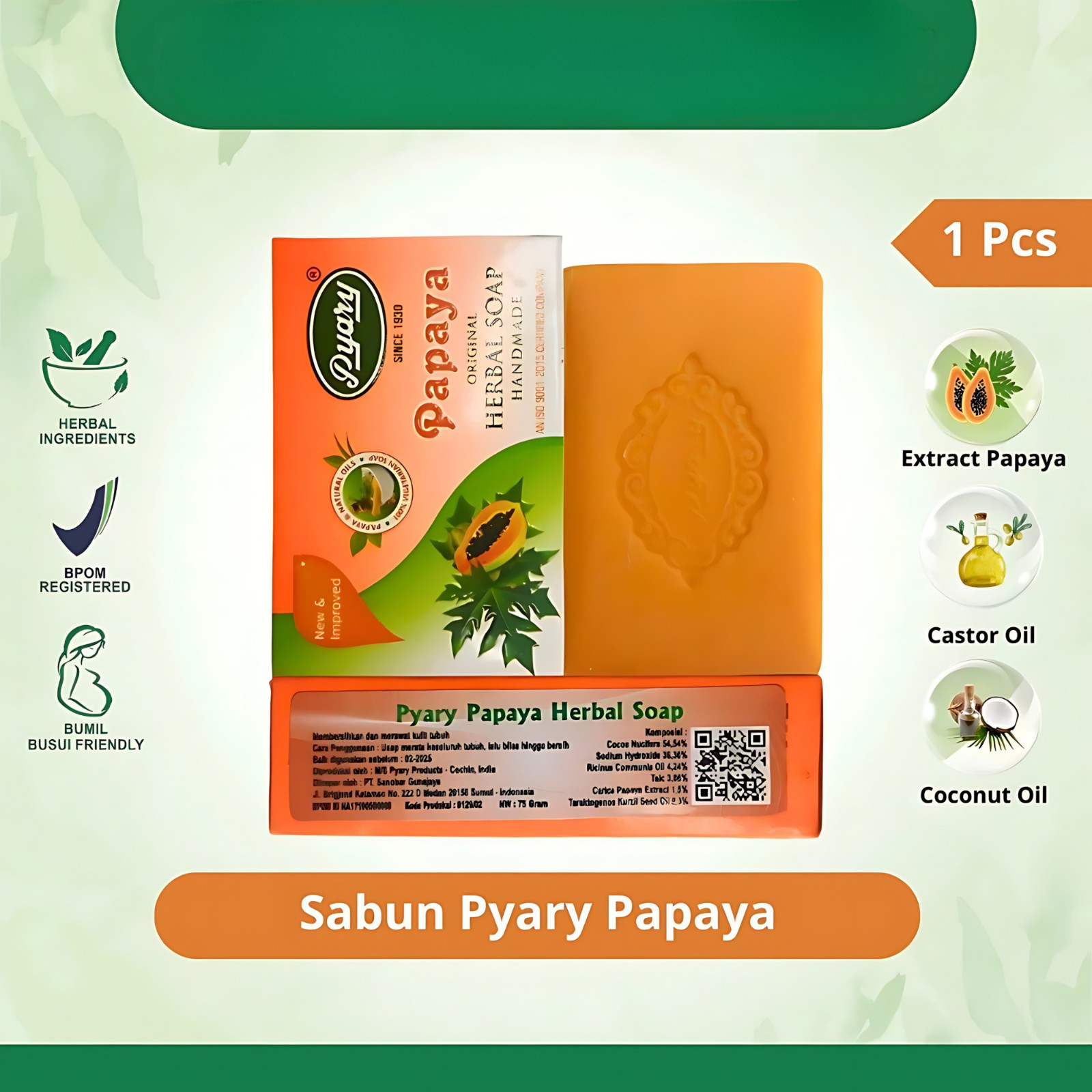 Pyary Papaya Beauty Soap 75g – Herbal Skin Brightening & Cleansing Bar