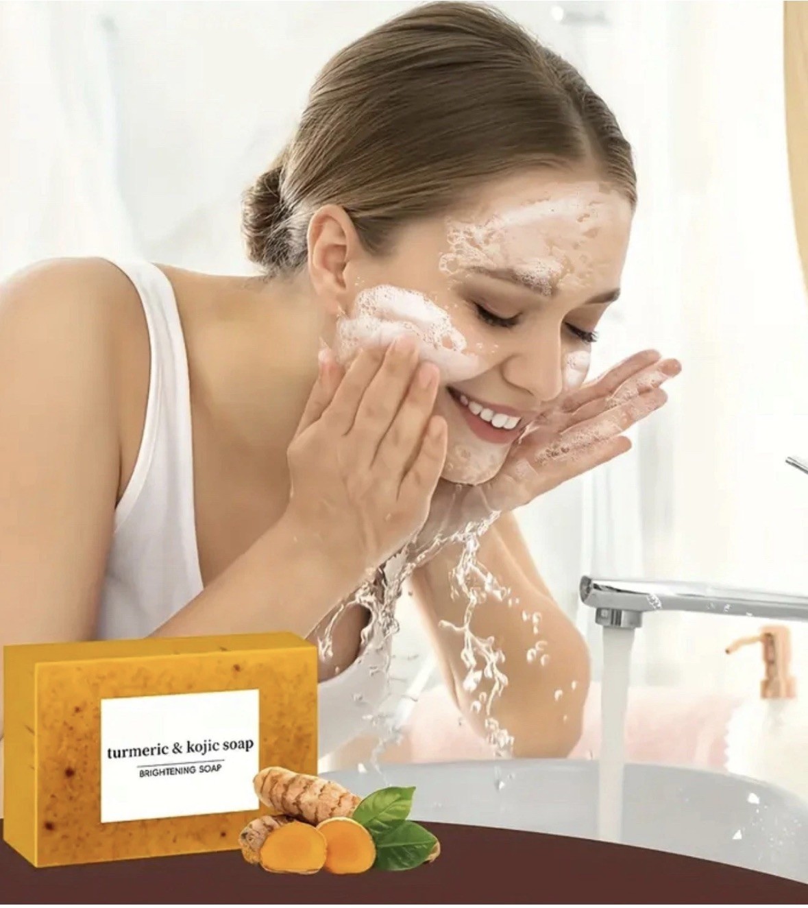 8 Pcs Tumeric Lemon Kojic Acid Soap Skin Whitening, Dark Spot Removal, 3.53oz