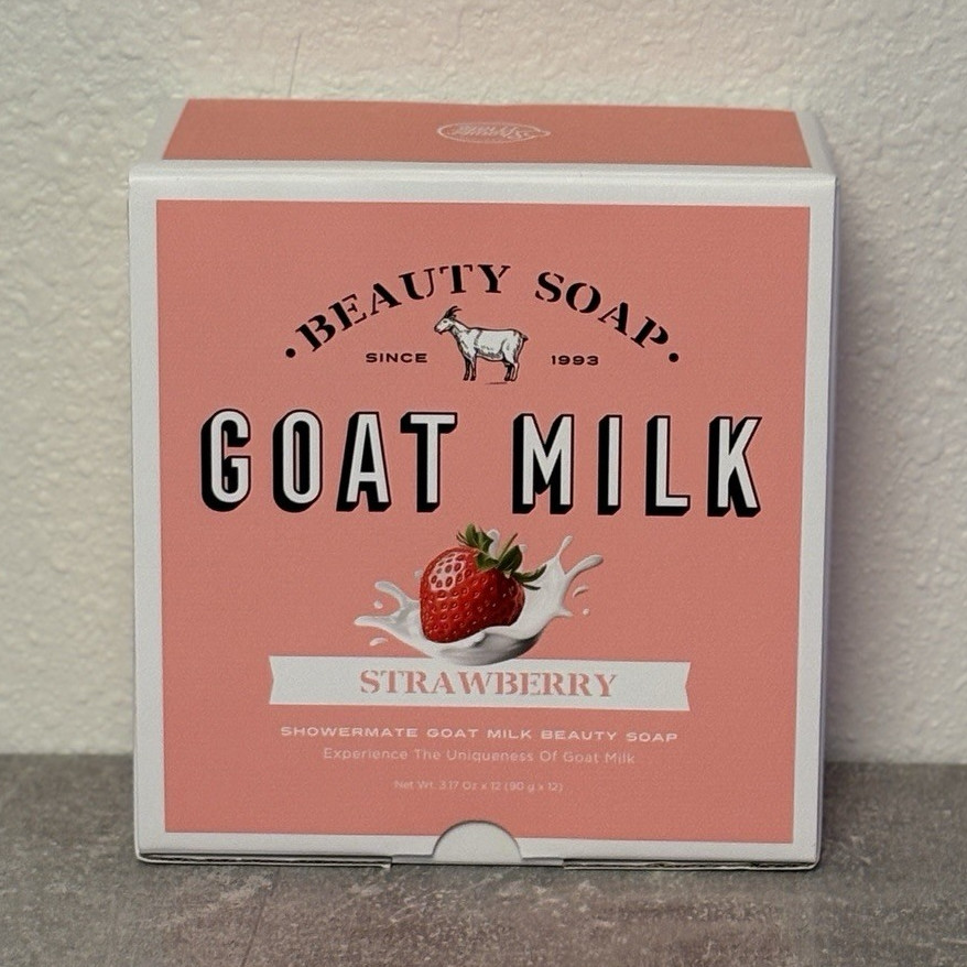 Shower Mate Beauty Soap Goat Milk Soap Multipack, Strawberry Scent x 12pk