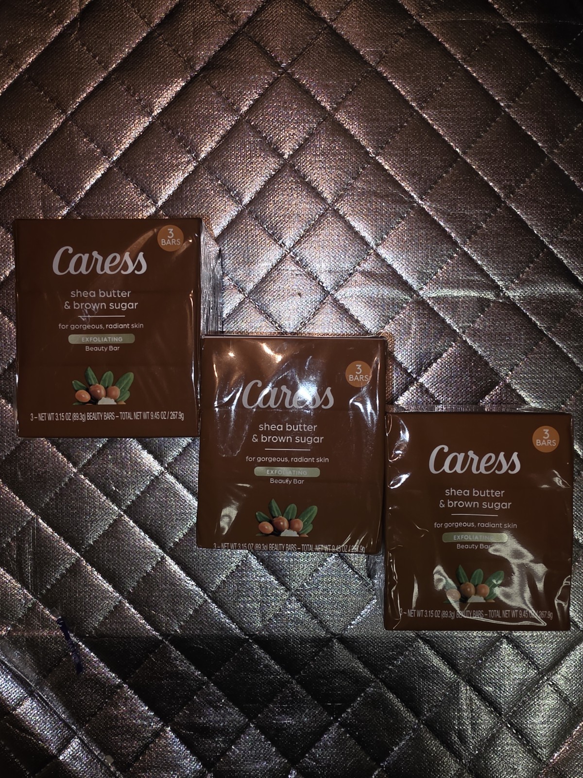 Caress Shea Butter Brown Sugar Bar Soap 3.15oz Each Total 9 Bars SEALED Lot Of 3