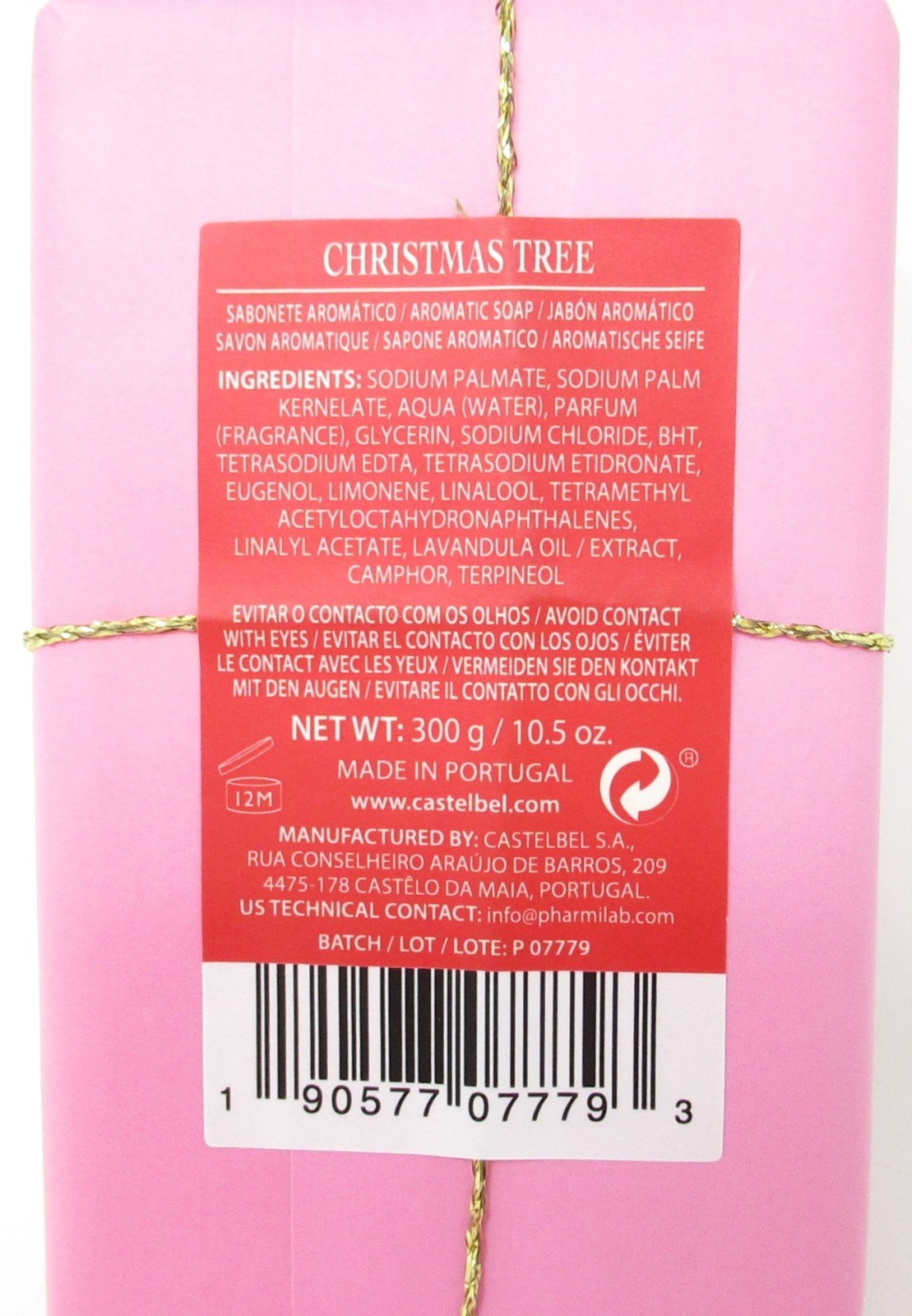 Castelbel Luxury Bath Bar Soap Christmas Tree Scented 10.5oz
