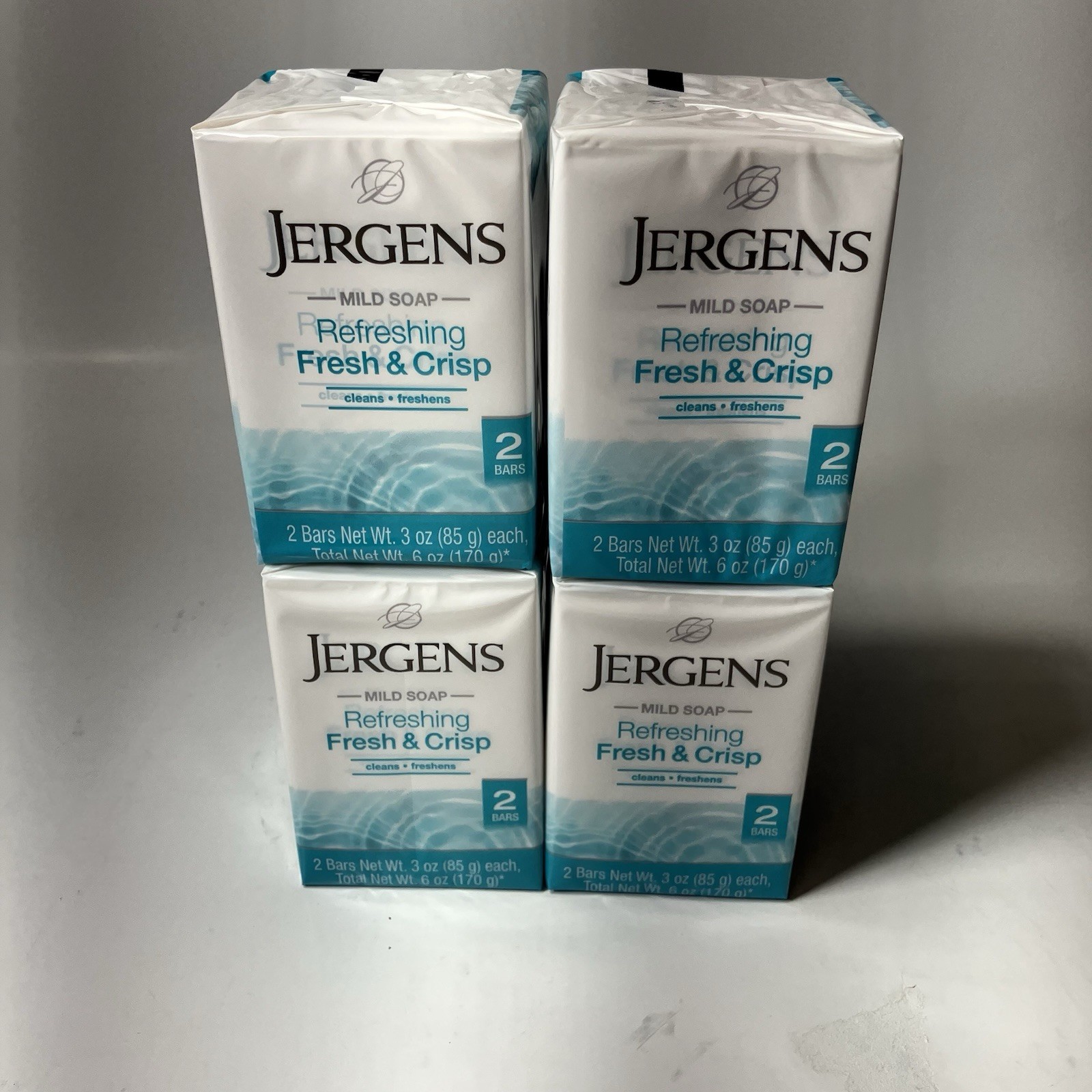 Jergens Mild Soap (3 oz) Refreshing Fresh & Crisp – Bath & Body Bar – Pack of 8