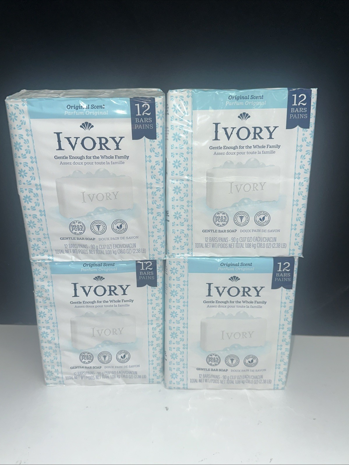 (4) 12 PACKS Ivory Bar Soap Original Scent 48 BARS TOTAL, 3.17 oz Each