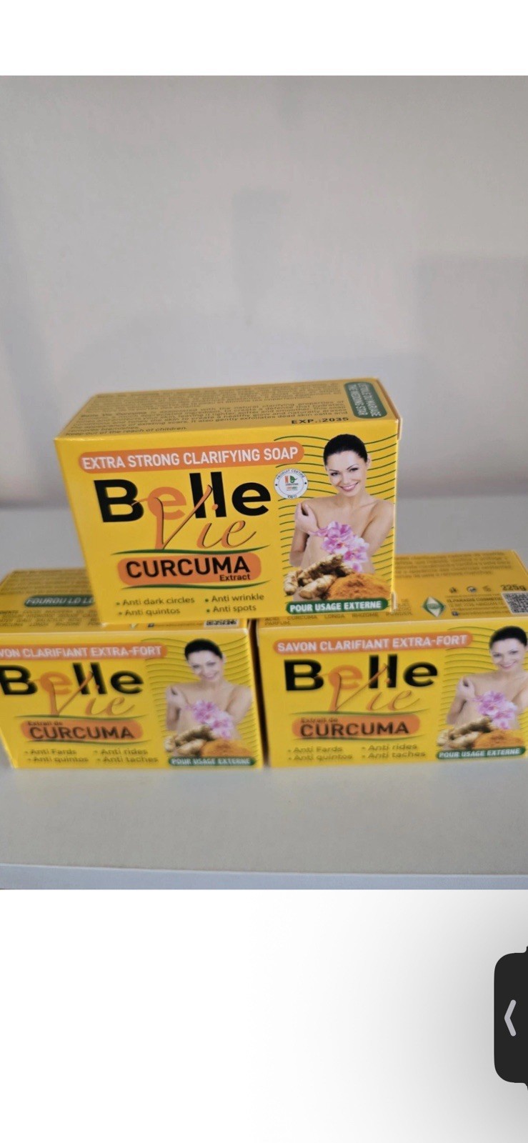X 3 Soap. Belle Vie Turmeric Extracts Soap. Anti Dark Spots & Knuckles 225g X 3