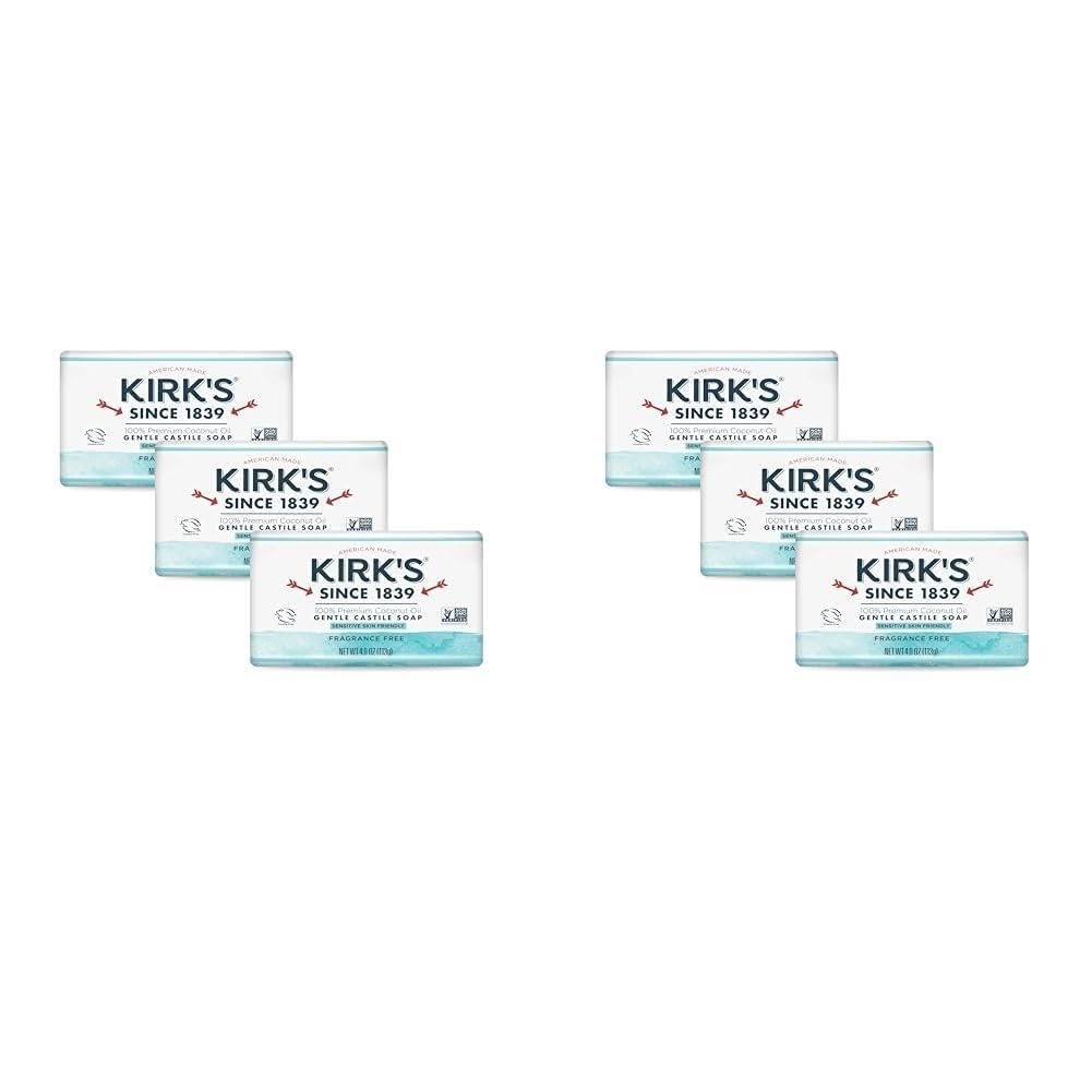Kirk’s Castile Bar Soap | Fragrance-Free | Sensitive Skin | 4 Pack