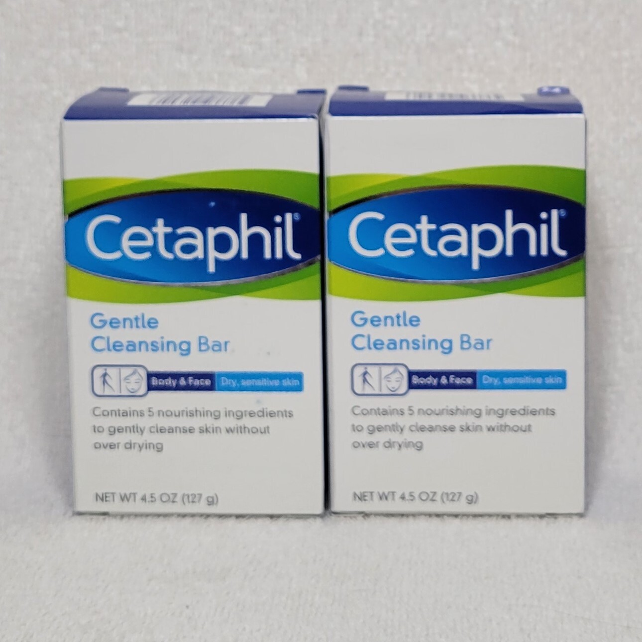 Cetaphil Gentle Cleansing Bar 4.5oz – Face & Body Sensitive Skin Soap Lot of 2