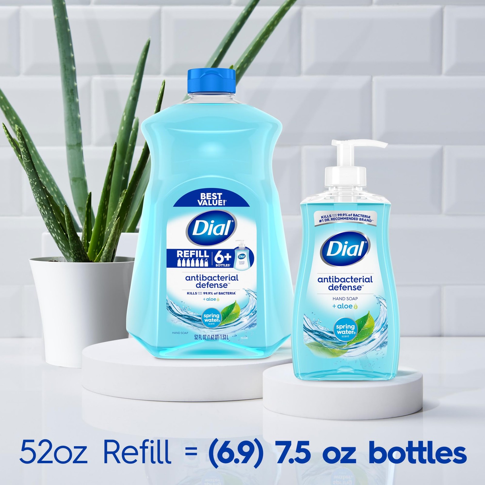 Dial Antibacterial Defense Liquid Hand Soap + Aloe, 52 Fl Oz (Pack of 3)