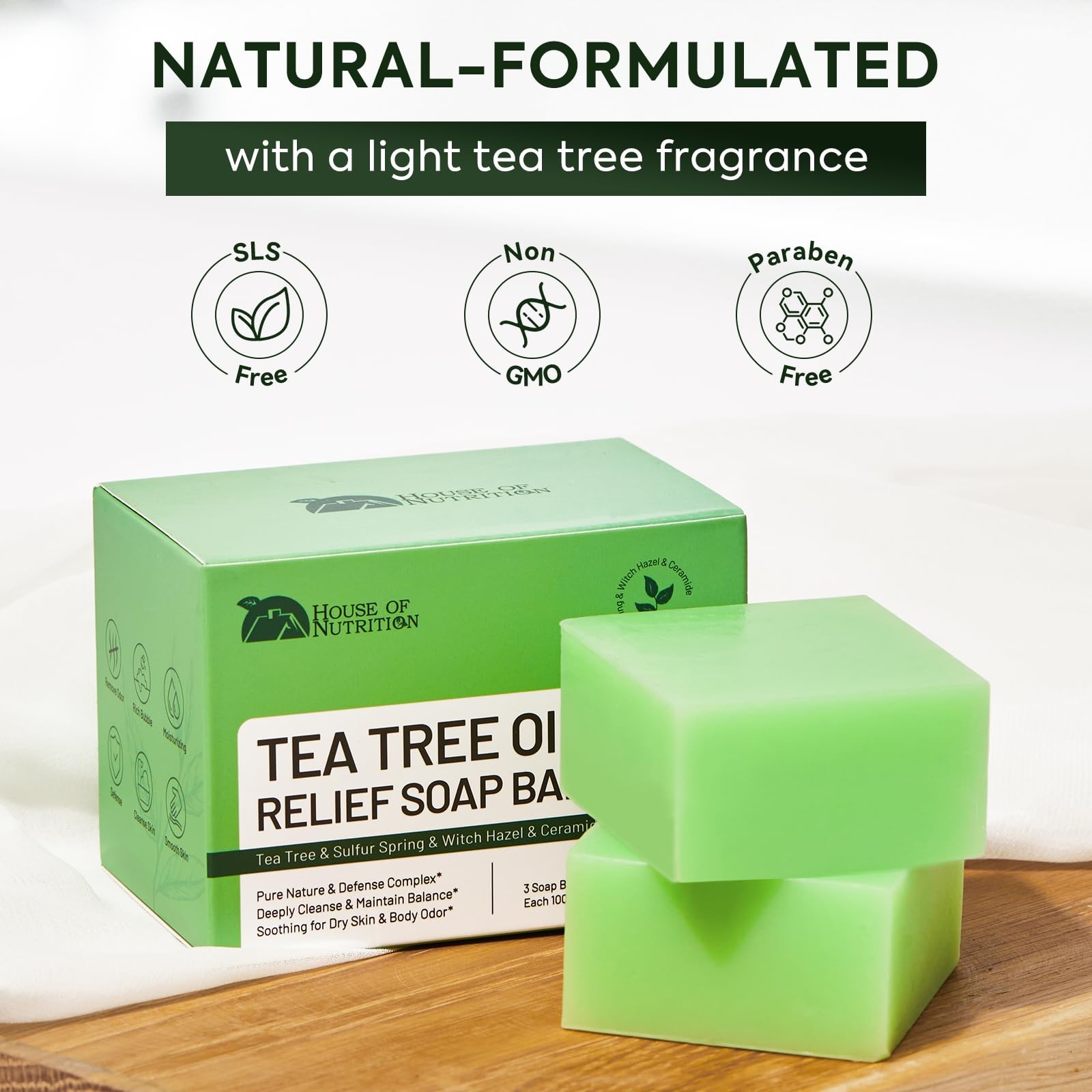 Tea Tree Soap for Itchy Skin, Natural Antifungal Soap Bar for Odor, Fungus, R…