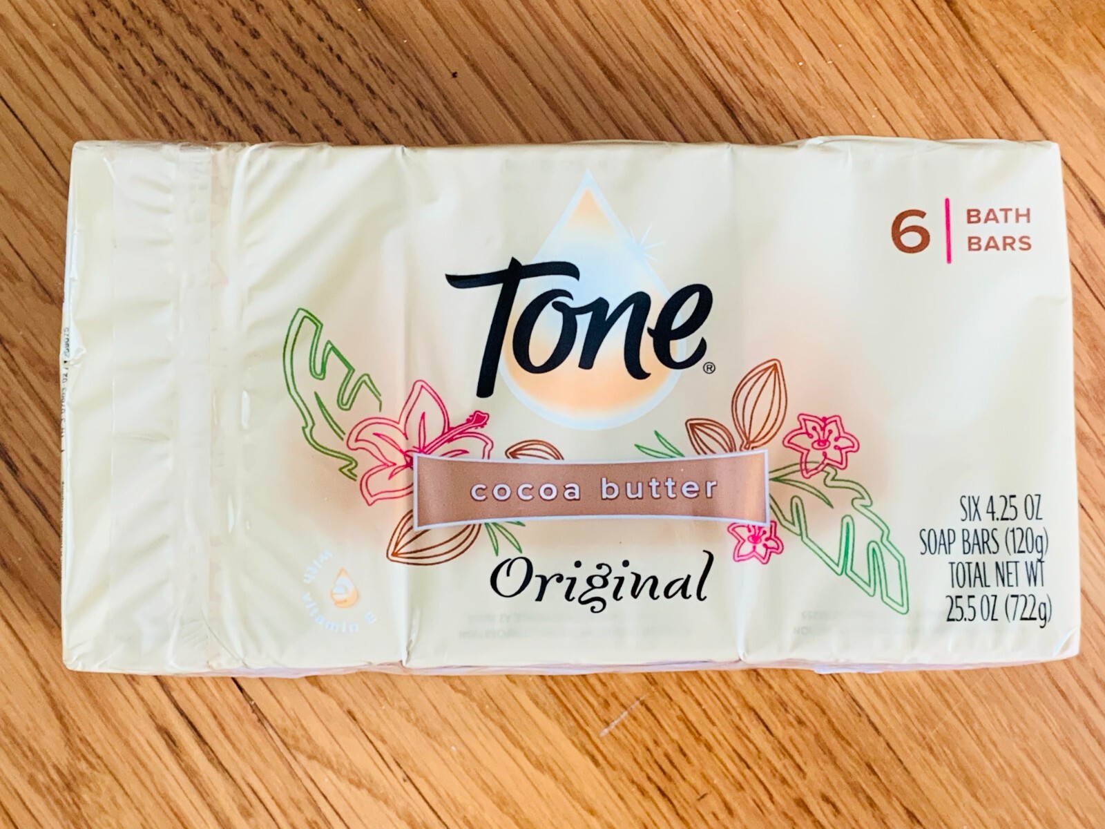 Tone Bath Bar Soap with Cocoa Butter and Vitamin E (6-Pack, 4.25 Oz Each Bar)