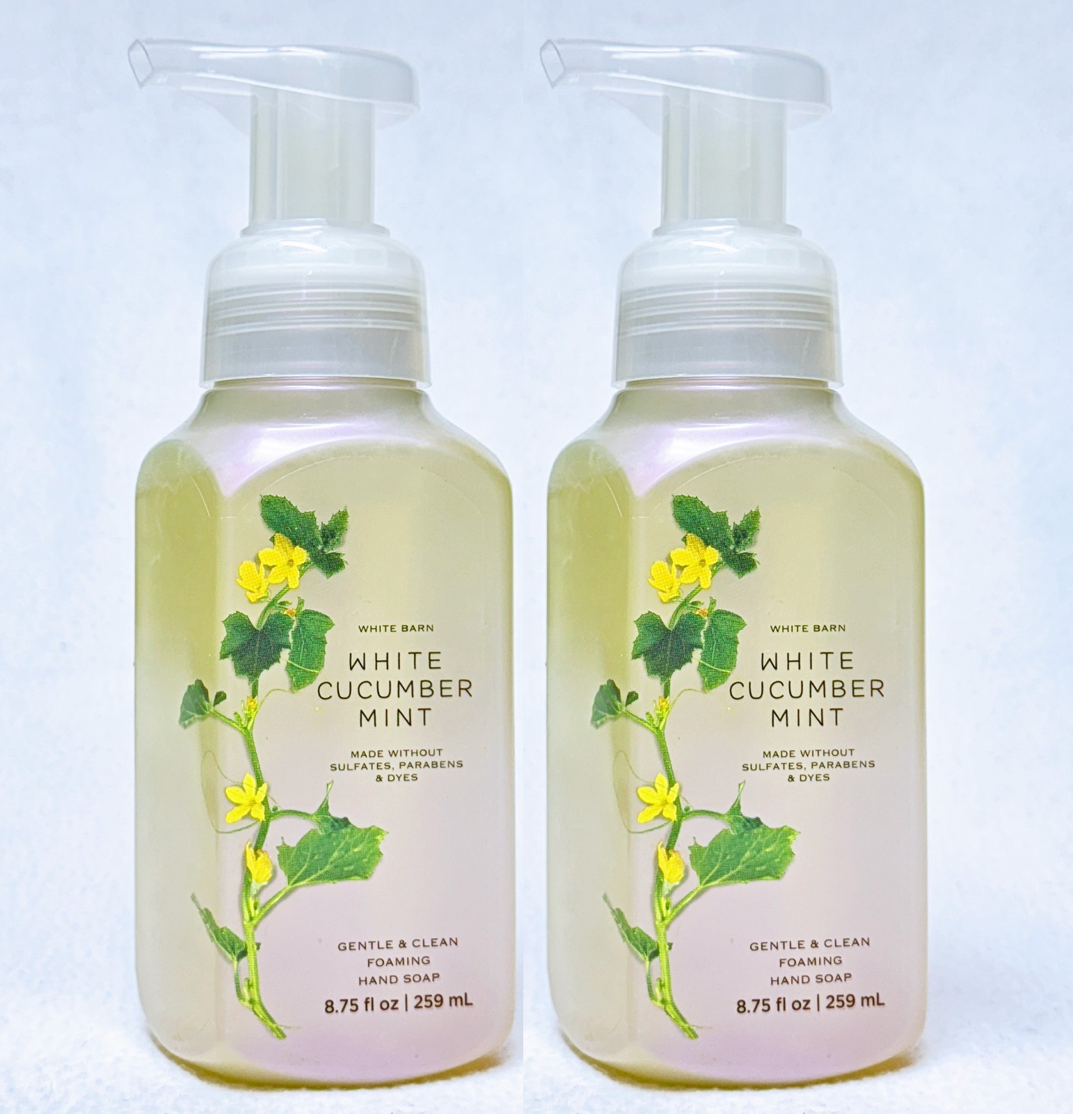 2 Bath & Body Works WHITE CUCUMBER MINT Gentle Foaming Hand Soap 8.75 oz