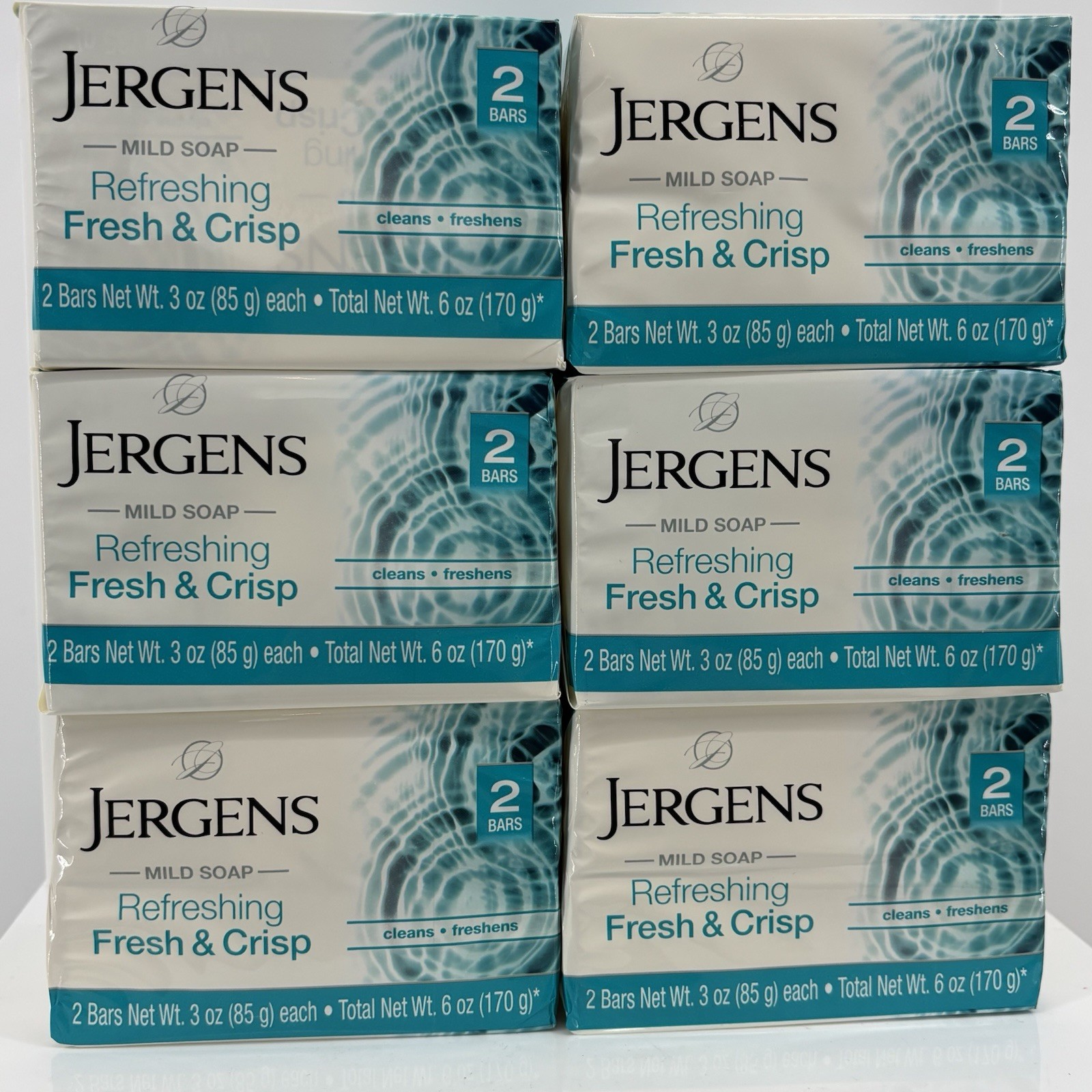 Jergens Refreshing Fresh & Crisp Soap Lot of 12 Bars 6 Packs Of 2 Sealed New