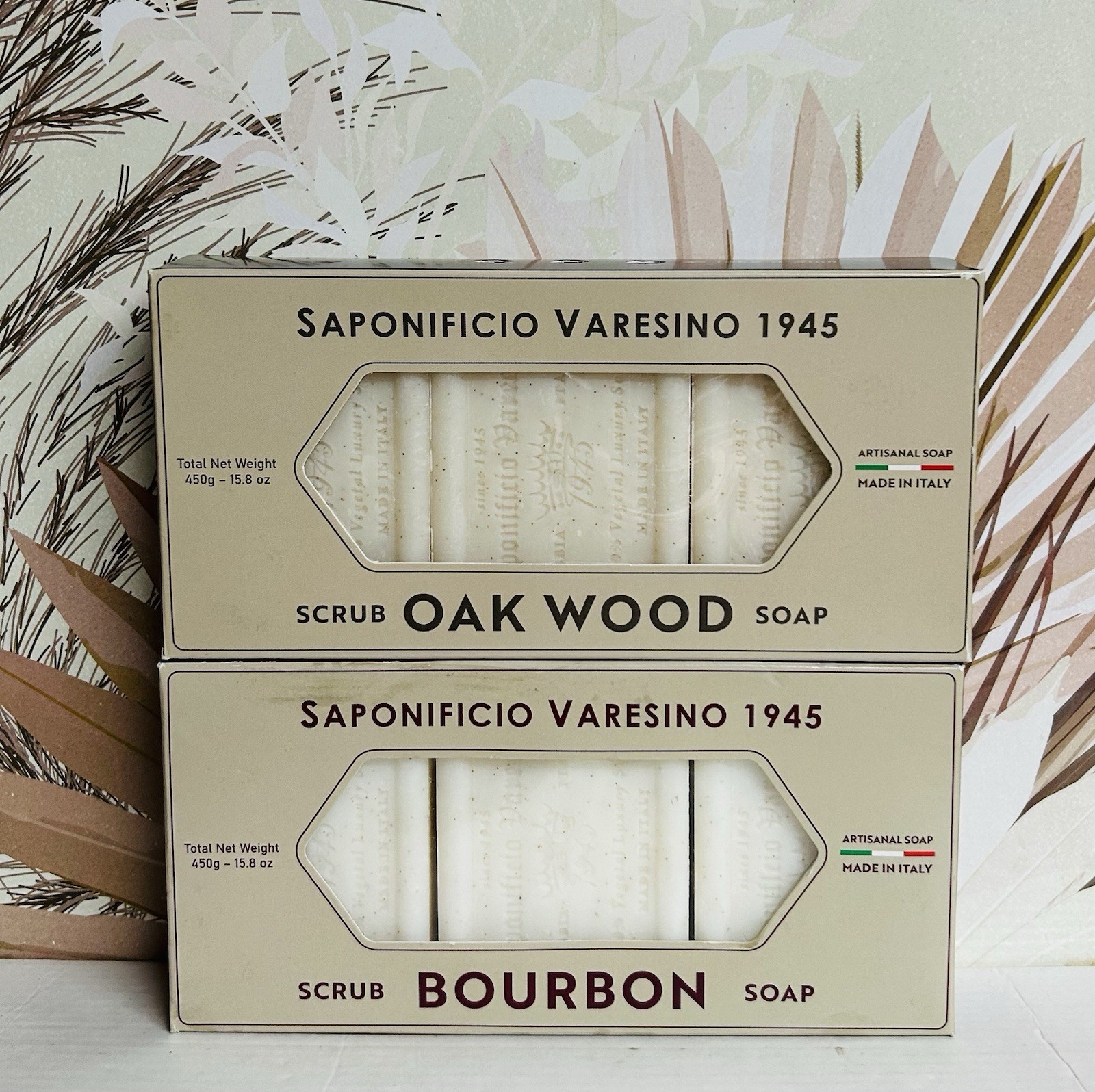 2-Pack Saponificio ~ Bourbon & Oak Wood Bar Soap 6 bars 5 oz Each