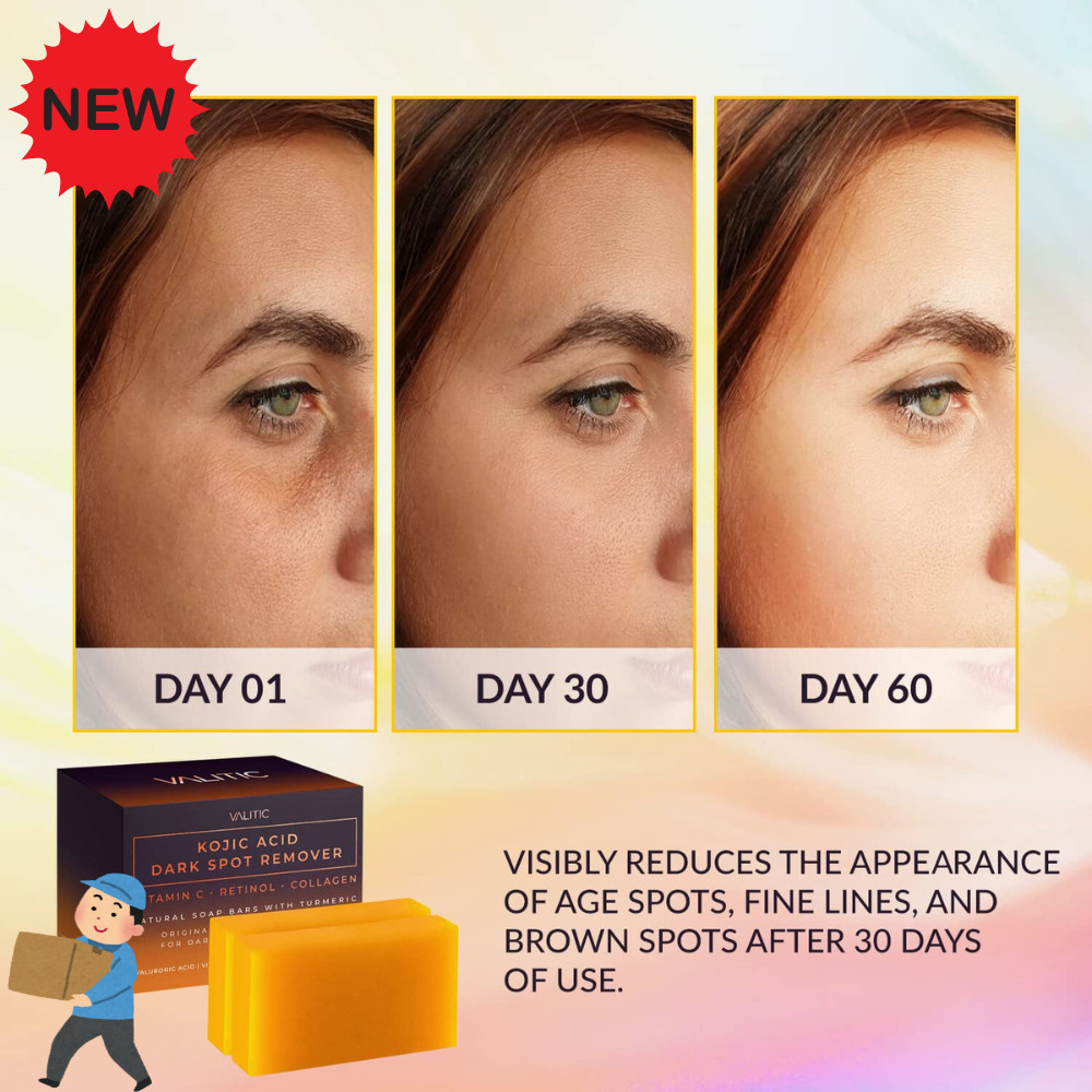 VALITIC Kojic Acid Dark Spot Remover Soap Bars with Vitamin C & Collagen, 2 Pack