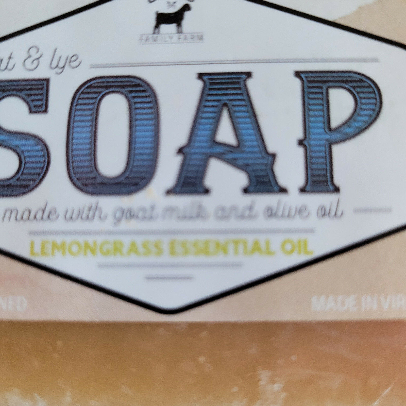 Bates Family Farm Lemongrass Essential Oils Fat and Lye Soap Goat Milk Olive Oil