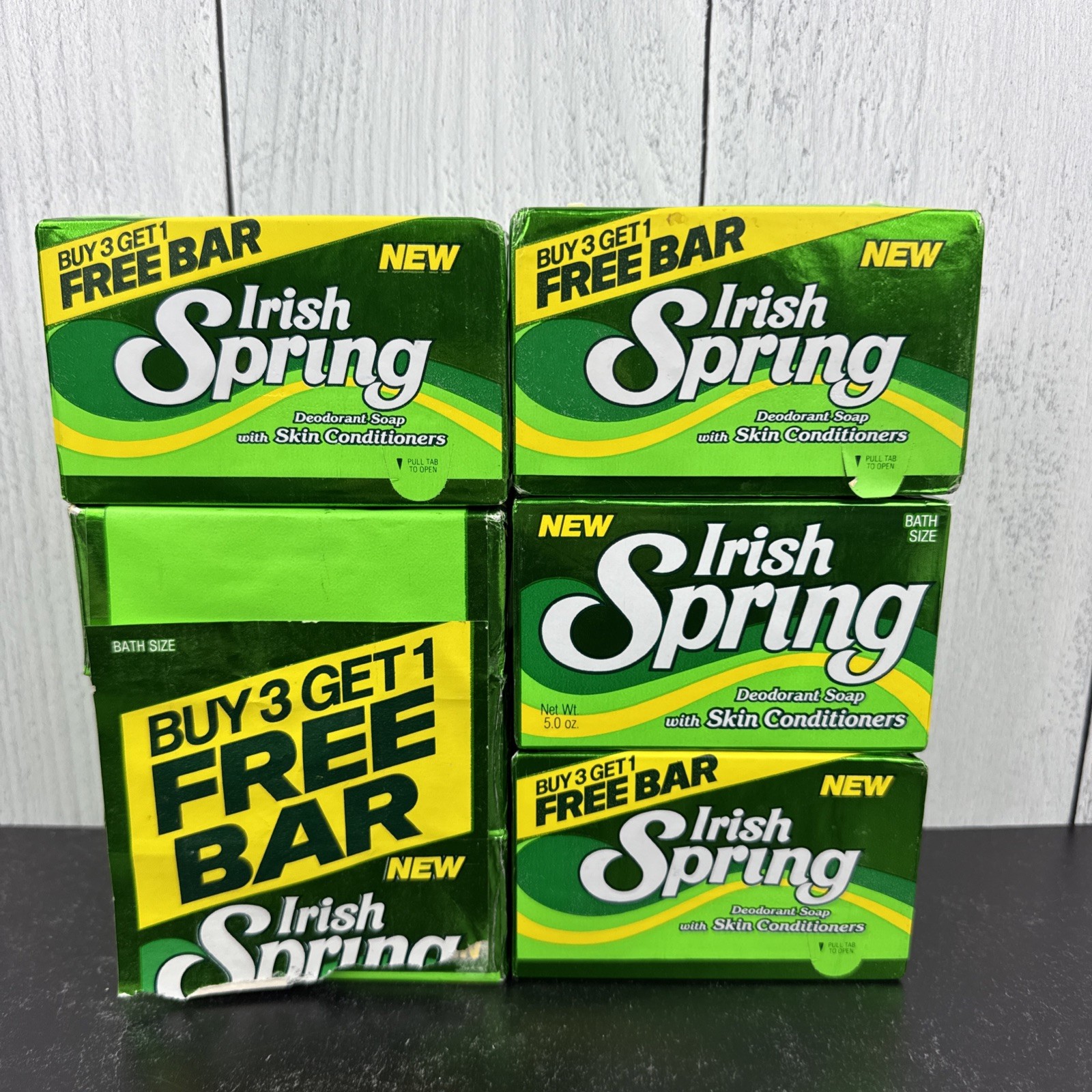 Vintage Irish Spring 7 Bars Original Deodorant Body Soap Skin Conditioners 5 OZ
