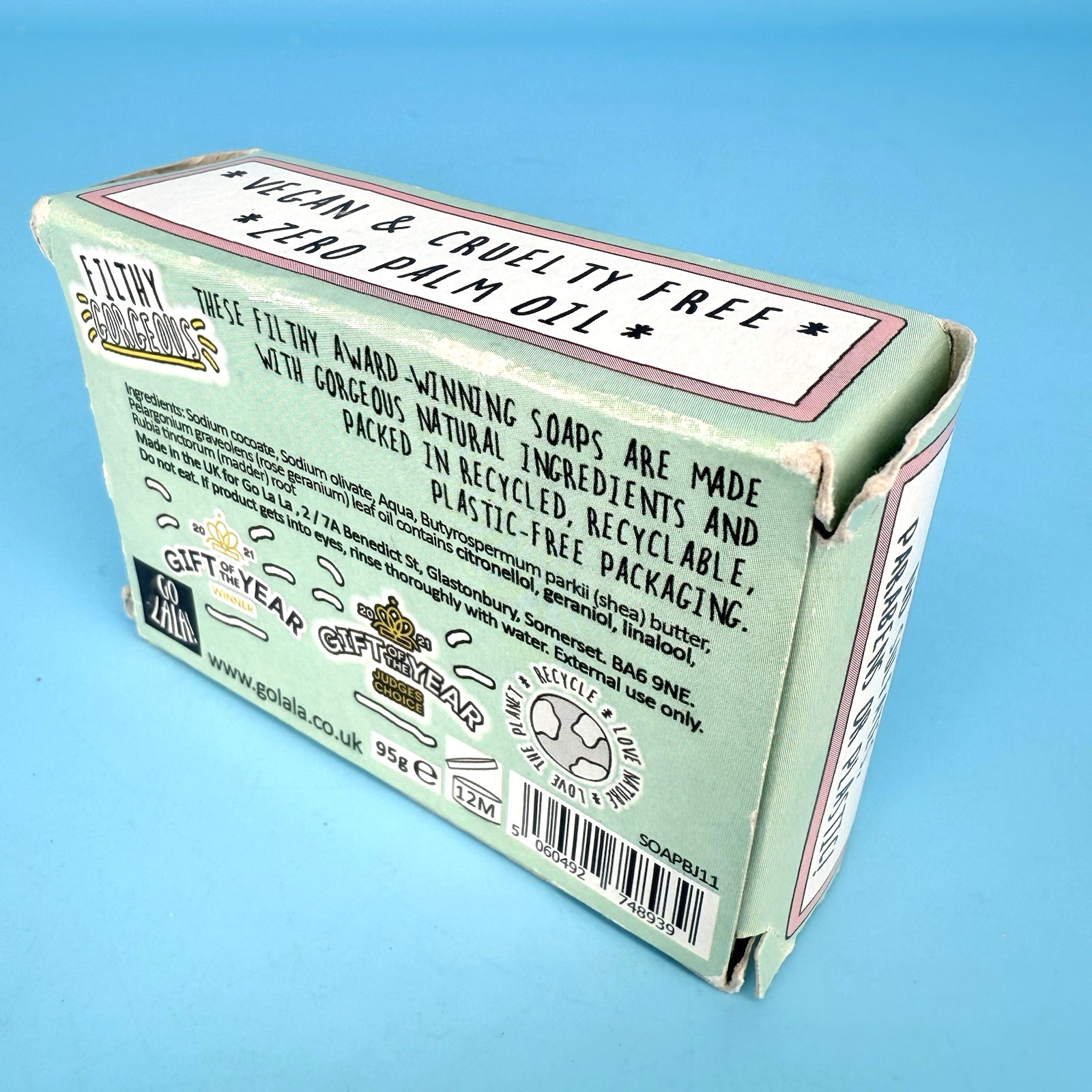 Go La La Boob Job Soap Rose Geranium Funny Gift of the Year Vegan UK