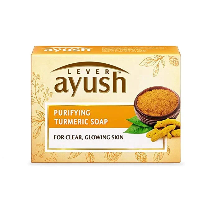 Lever Ayush Ayurvedic Purifying Turmeric Soap For Beauty Growing Skin 100g