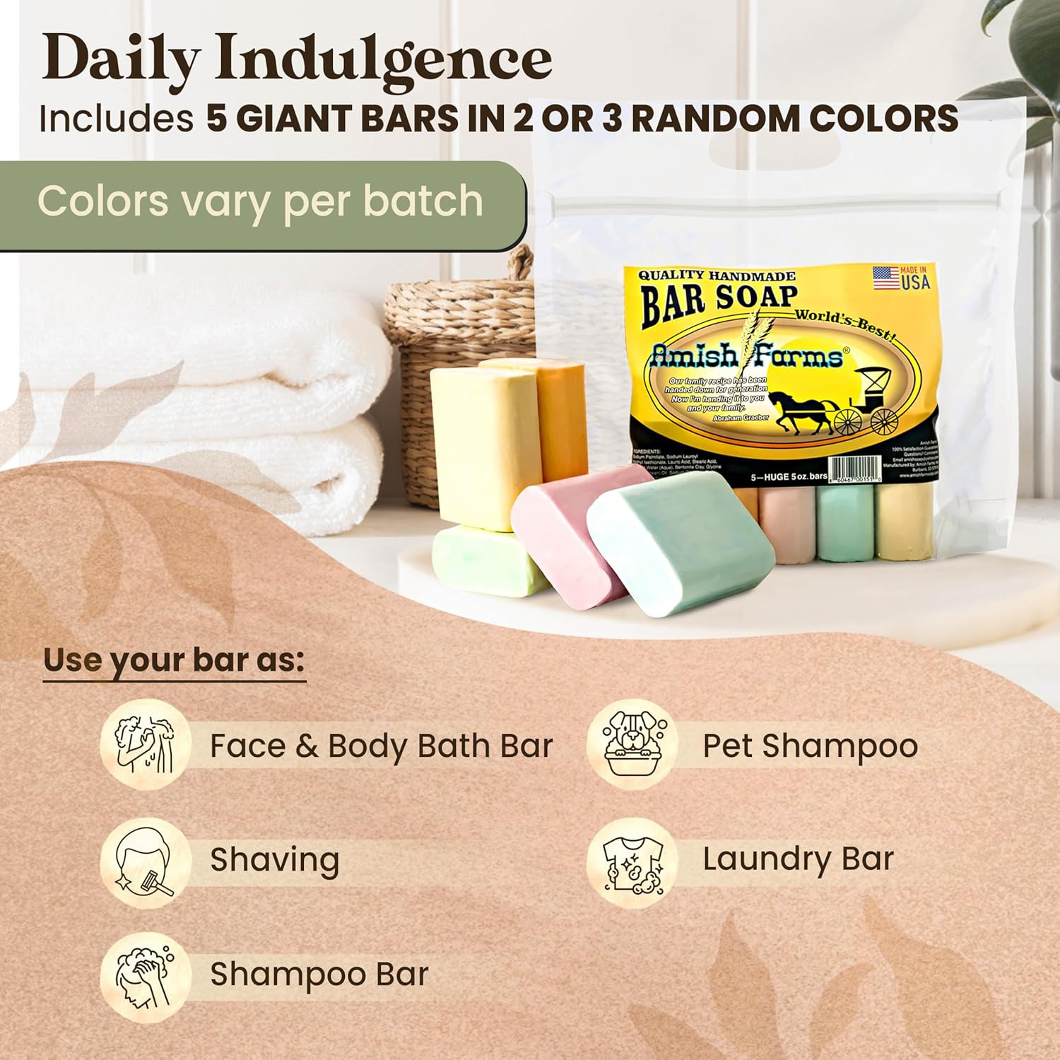 Bar Soap W/All Natural Bentonite Clay | Made in USA, Vegan Moisturizing for Sens