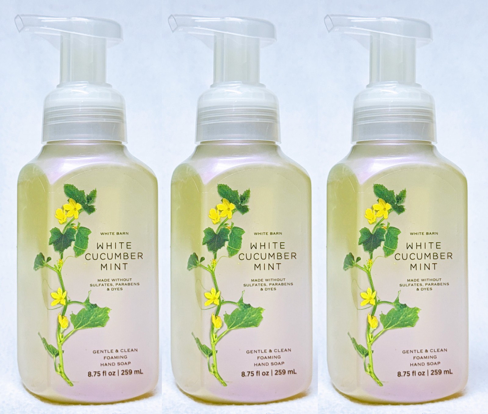 3 Bath & Body Works WHITE CUCUMBER MINT Gentle Foaming Hand Soap 8.75 oz