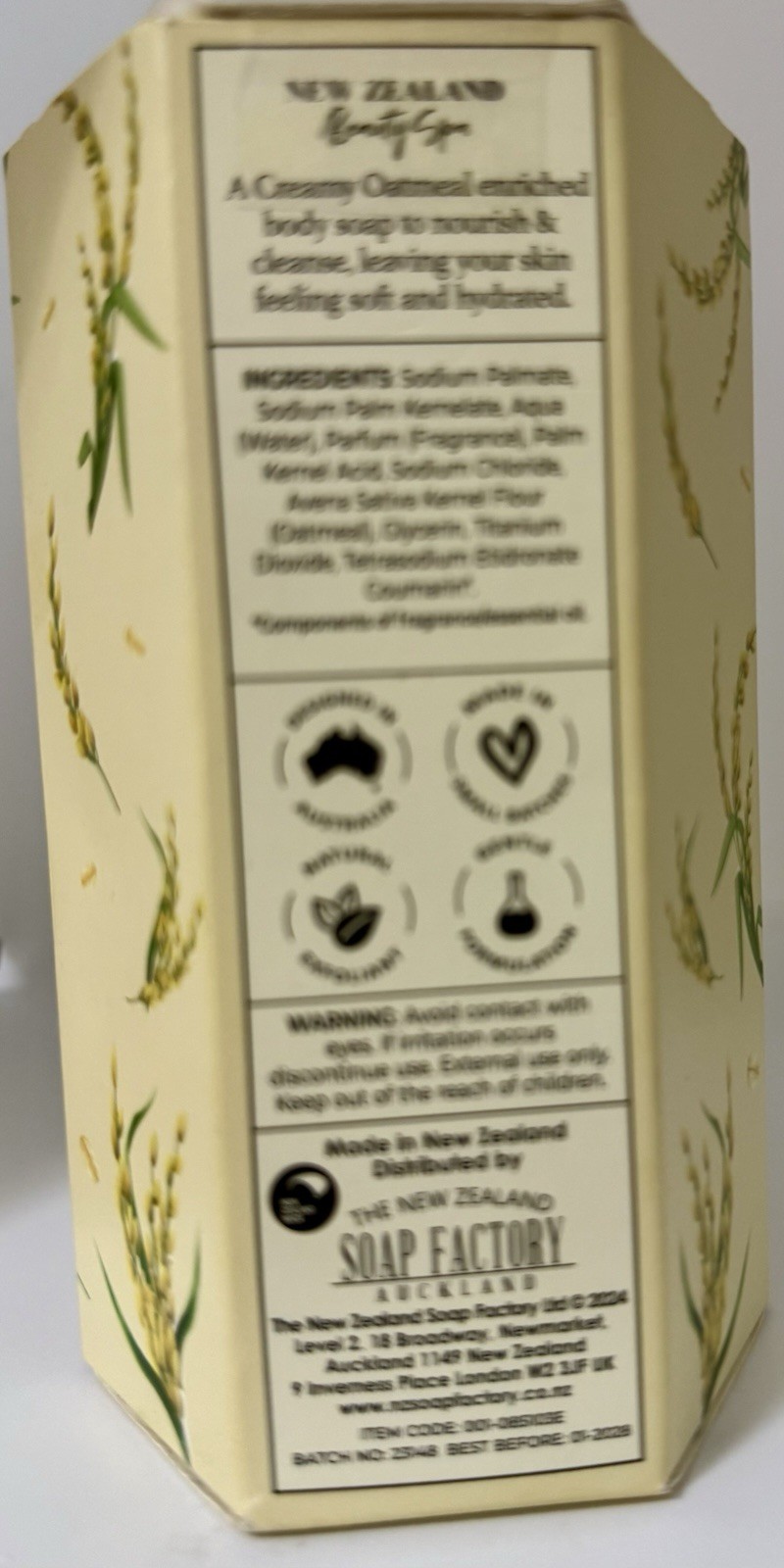 NEW ZEALAND BEAUTY SPA EXFOLIATING CREAMY OATMEAL MOISTURIZING SOAP 5 BARS 15OZ