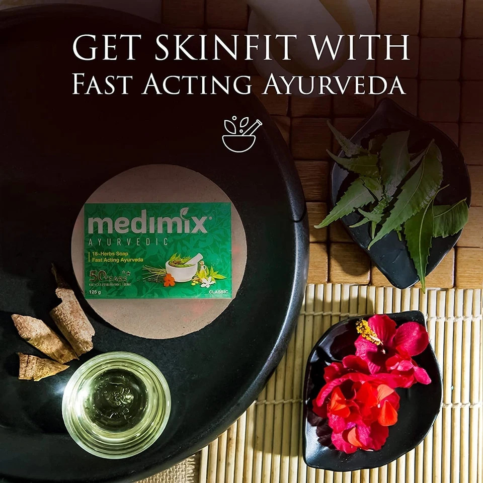 5 X 125g Medimix Ayurvedic Classic 18 Herbs Soap Free Ship