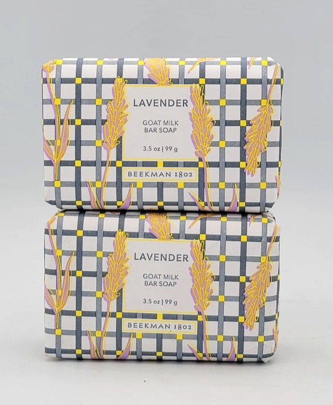 (2) Beekman 1802 LAVENDER Goat Milk Bar Soap PALM SIZE 3.5 oz NEW