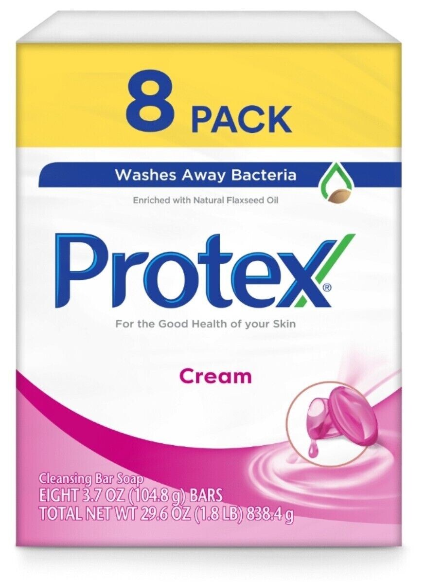 8 Bars 3.7 oz. PROTEX CREA ANTIBACTERIAL SOAP BAR JABON PROTEX CREMA Family PK
