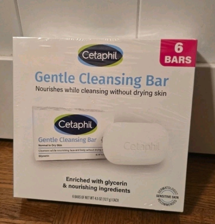 6 BARS CETAPHIL GENTLE CLEANSING BAR GLYCERIN BAR SOAP NORMAL TO DRY SKIN WASH