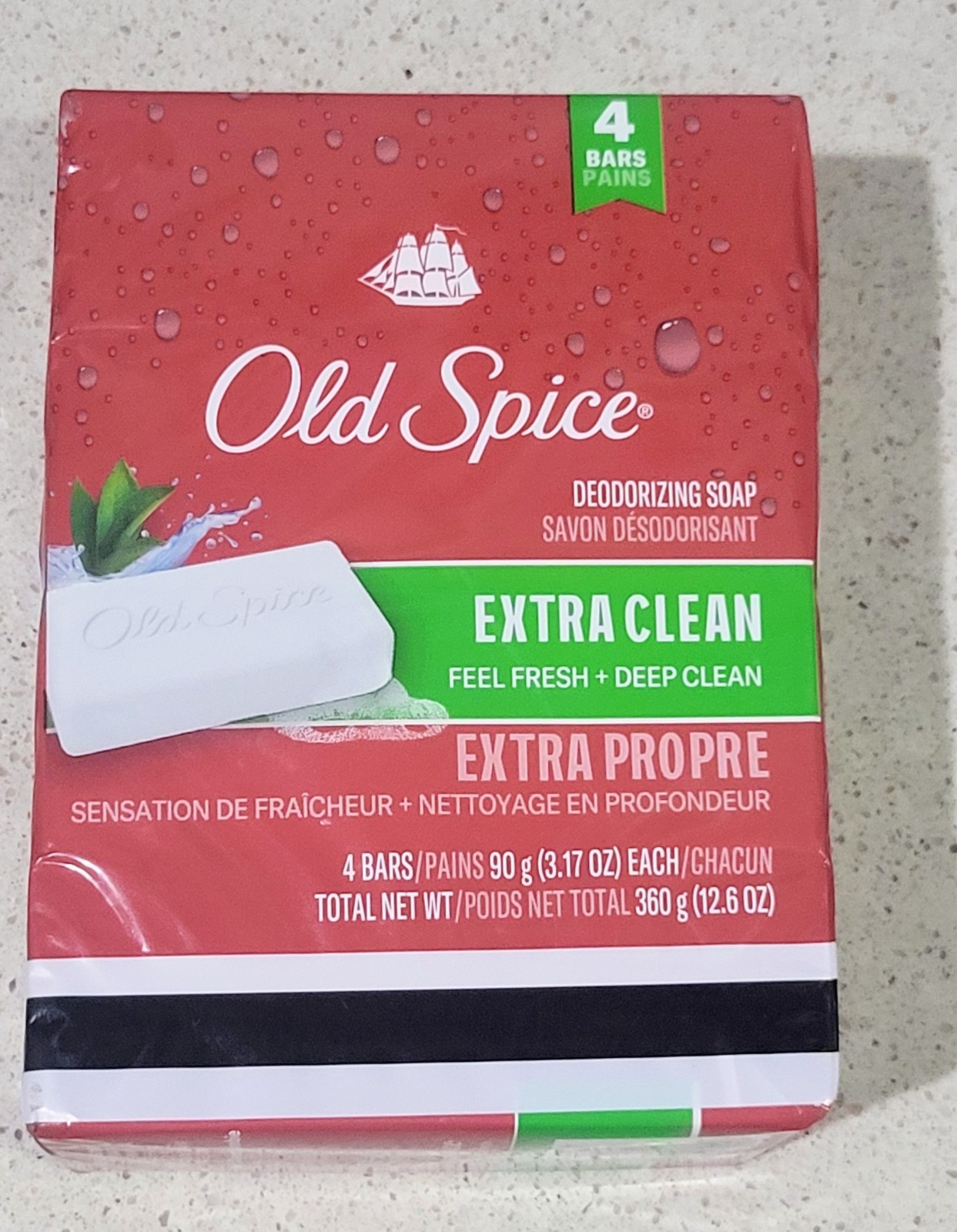 Old Spice Extra Clean Deodorizing Bar Soap 4 Bars 3.17 oz Each📌