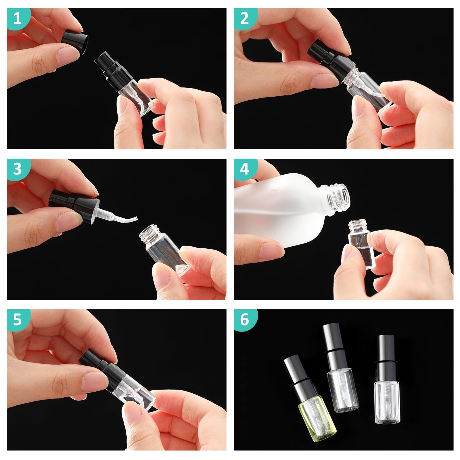 Zhehao 50x 2ml Clear Glass Mini Refillable Perfume Fine Mist Spray Bottles