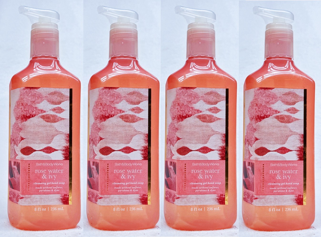 4 Bath & Body Works ROSE WATER IVY Cleansing Gel Hand Soap 8.0 oz