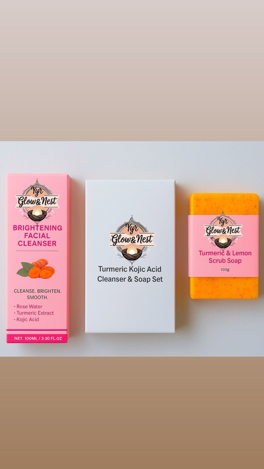 Turmeric Lemon soap 100g & Brightening Facial cleanser 100ml skin care set