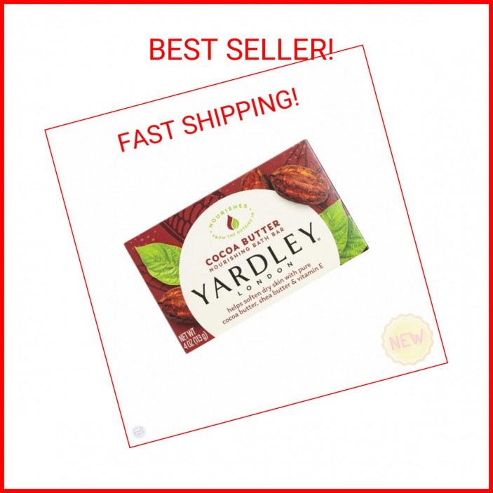 Yardley London Nourishing Bath Soap Bar Cocoa Butter, Helps Soften Dry Skin with