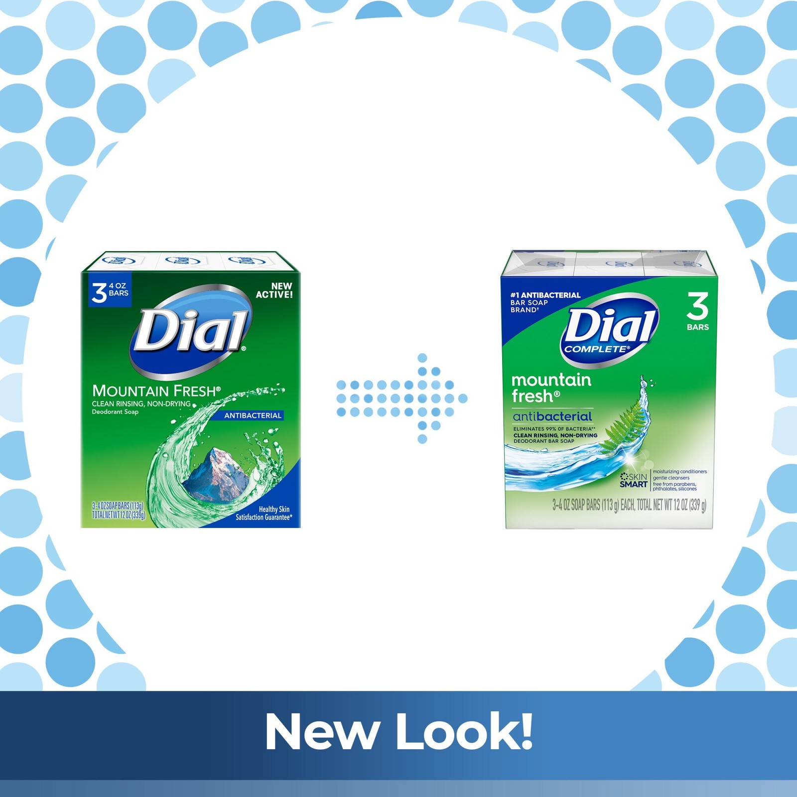 Dial Completee Mountain Fresh Antibacterial Soap 4oz. Bars, 3 Count – Pack of 5